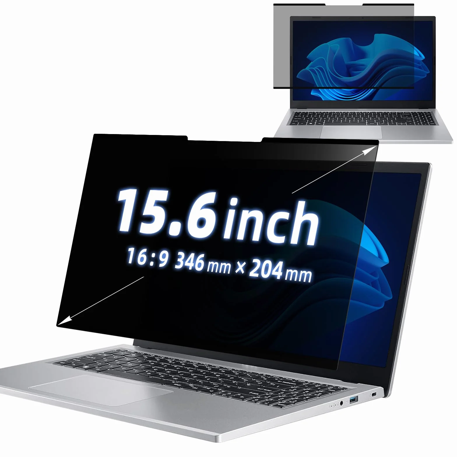 Nanoadsorbimento Filtro Schermo Privacy da 15.6", Rimovibile Anti Luce Blu/Antiriflesso/Anti UV, Compatibile con Touchscreen, Privacy Filter per PC 16:9 Laptop