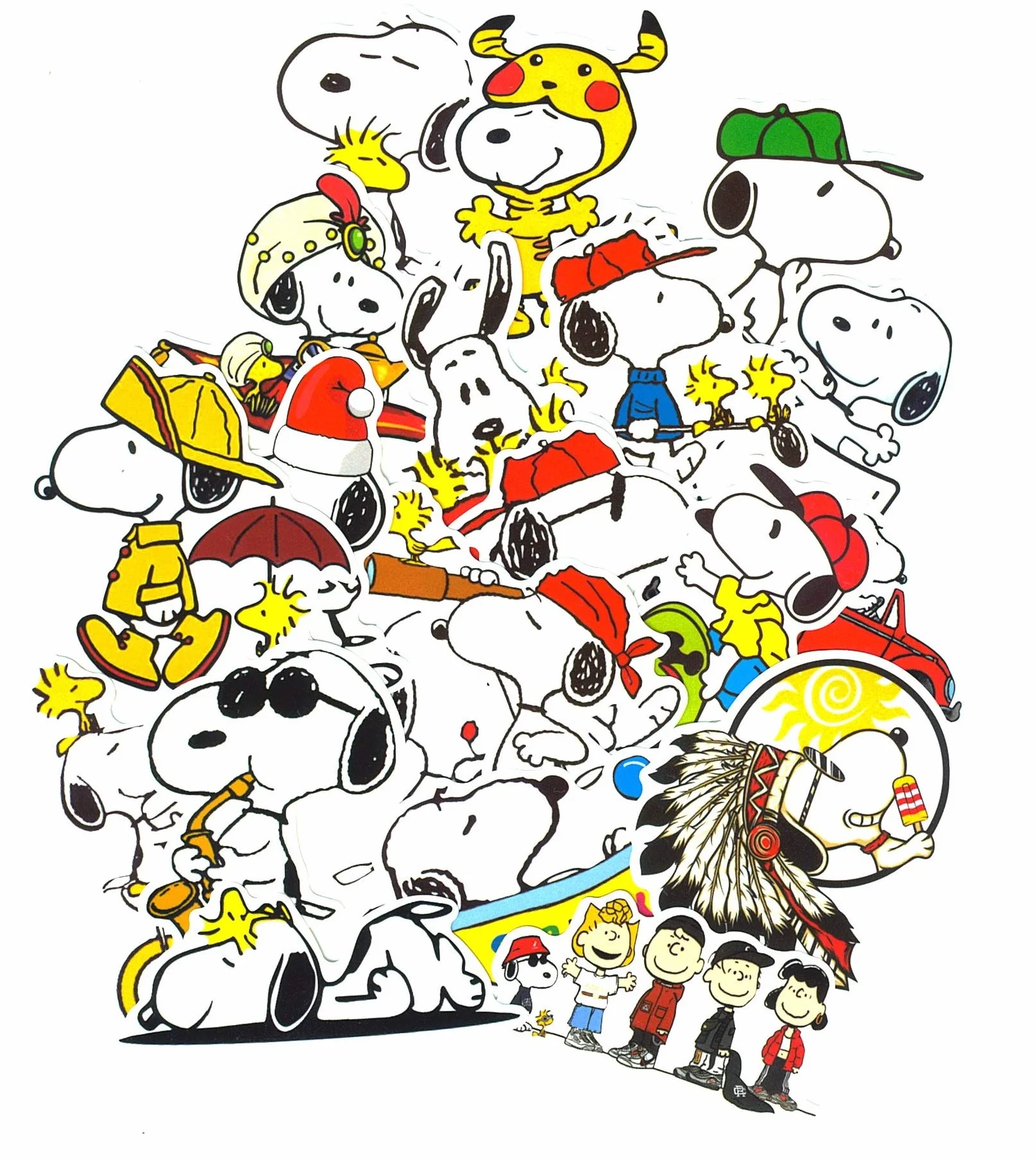 Top Adesivi ! Lotto di 20 Adesivi Snoopy - Stickers Vinili Non Volgari i Alta qualità - Fashion, Bomb, The Peanuts - Personalizzazione Computer, Laptop, Valigie, Moto, Bici, Skateboard
