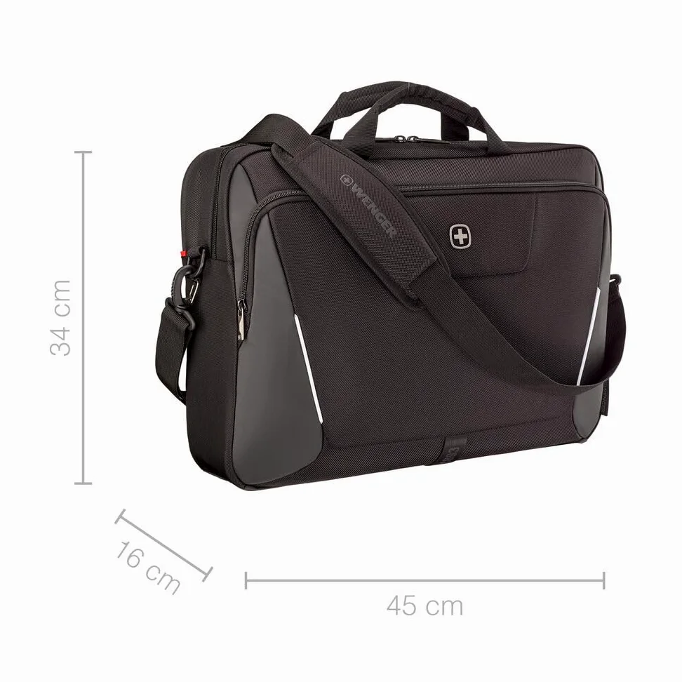 Wenger, XE Brief 17, 17" Laptop Briefcase with Tablet Pocket, Black, Rete digitale, 15,6", Casual