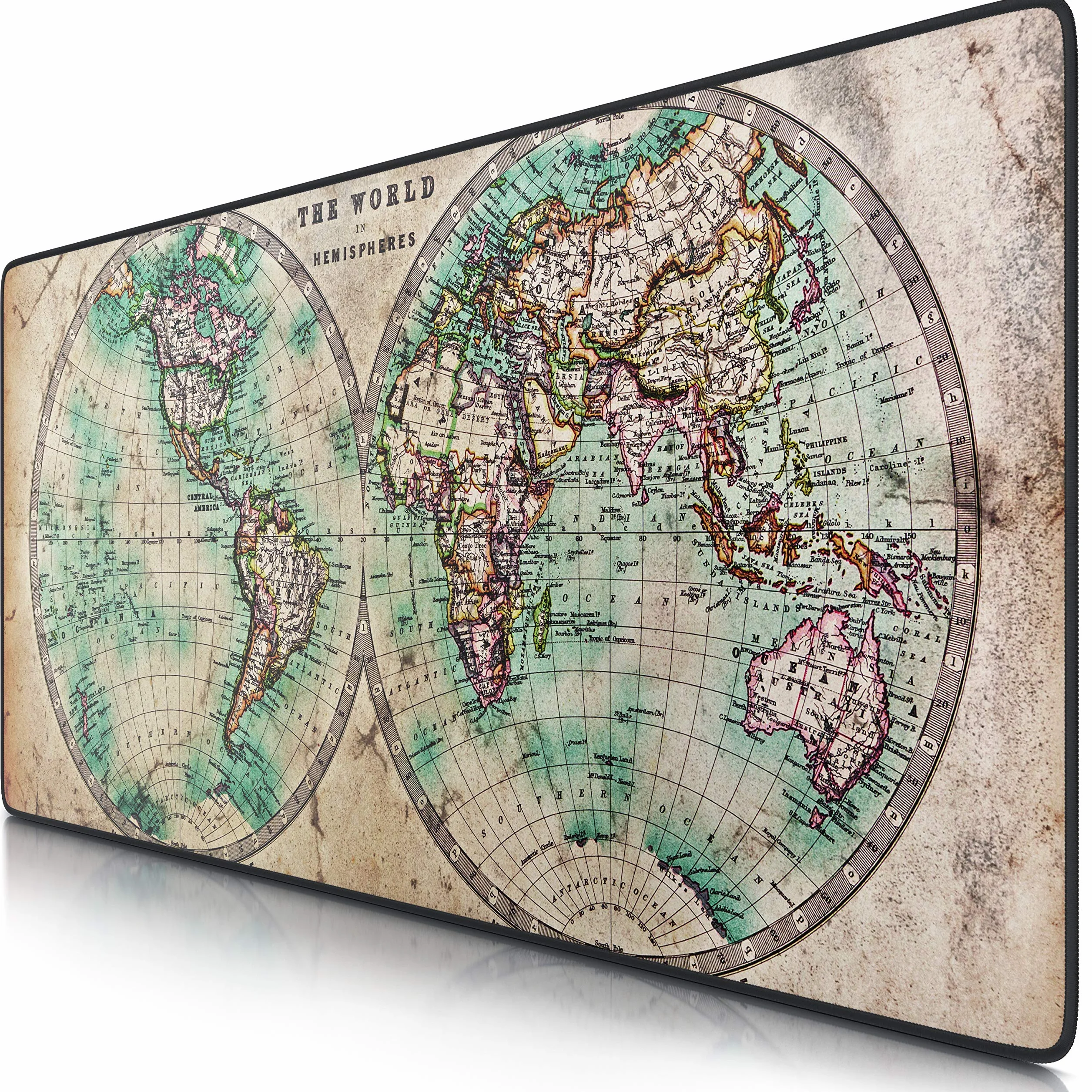 CSL – Tappetino per Mouse Oversize 900x400mm – Mousepad XXL con Stampa - Tappeto Extralarge – per precisione + velocità – per Mouse e Tastiera - Old Map