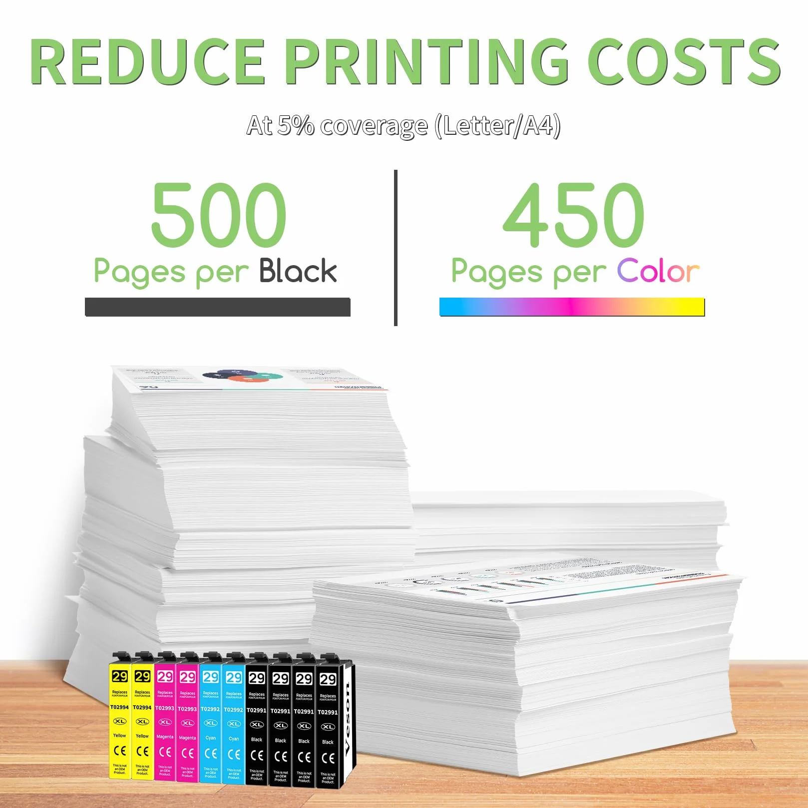 29 XL Cartucce Compatibili con Epson 29XL per Epson Expression Home XP-352 XP-342 XP-442 XP-452 XP-335 XP-345 XP-245 XP-235 XP-247 XP-255 XP-432 XP-435 XP-445 XP-455 XP-257 XP-355(Confezione da 10)
