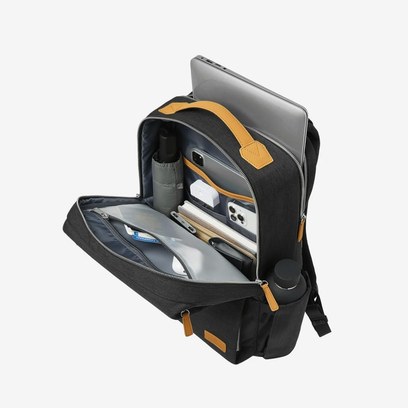 Nordace Siena Pro 15 - Zaino intelligente con ricarica USB, zaino per laptop da 16", zaino quotidiano da 20 l, per viaggi, tutti i giorni o lavoro, Nero-marrone., Normal, Zaini Daypack