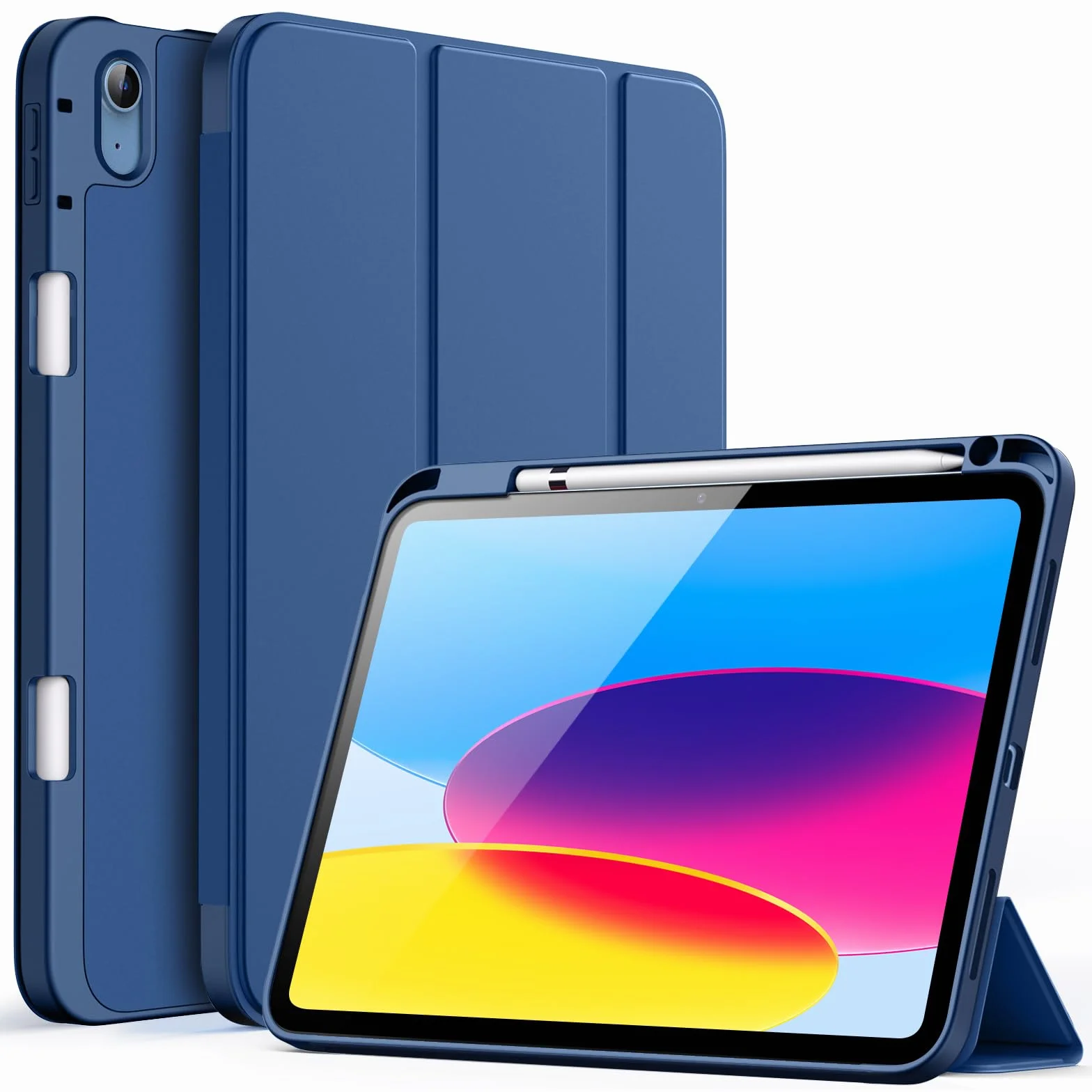 JETech Custodia per iPad (A16) 11a/10a Generazione (2025/2022) Portapenne Cover Tablet Sottile TPU Auto Svegliati/Sonno Navy