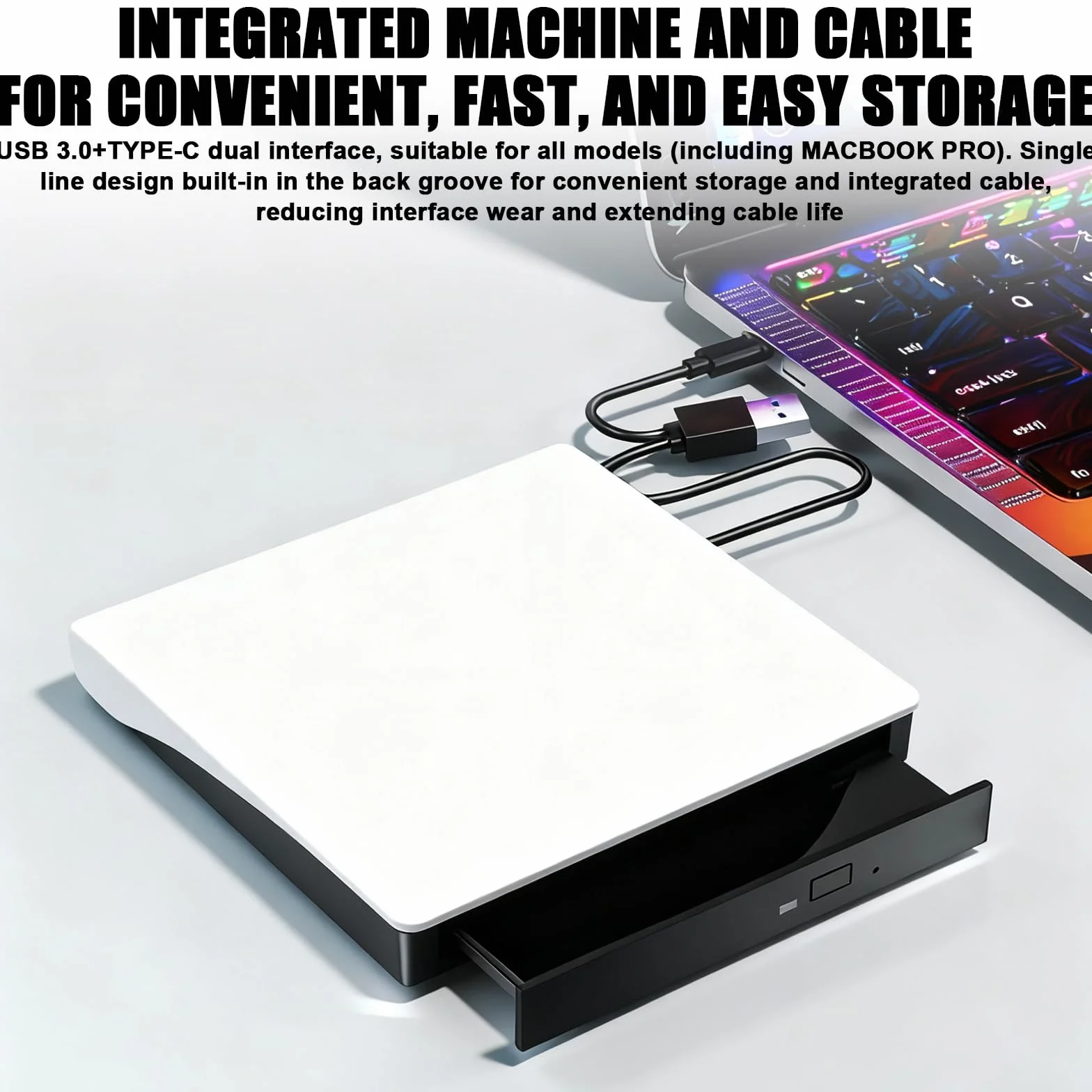 Unità DVD esterna CD USB 3.0 & Type-C, masterizzatore CD esterno DVD +/-RW ROM drive per computer portatile PC desktop CD-DVD Burner Reader unità esterne per Windows XP/Vista/7/8/10/11 Linux Mac OS