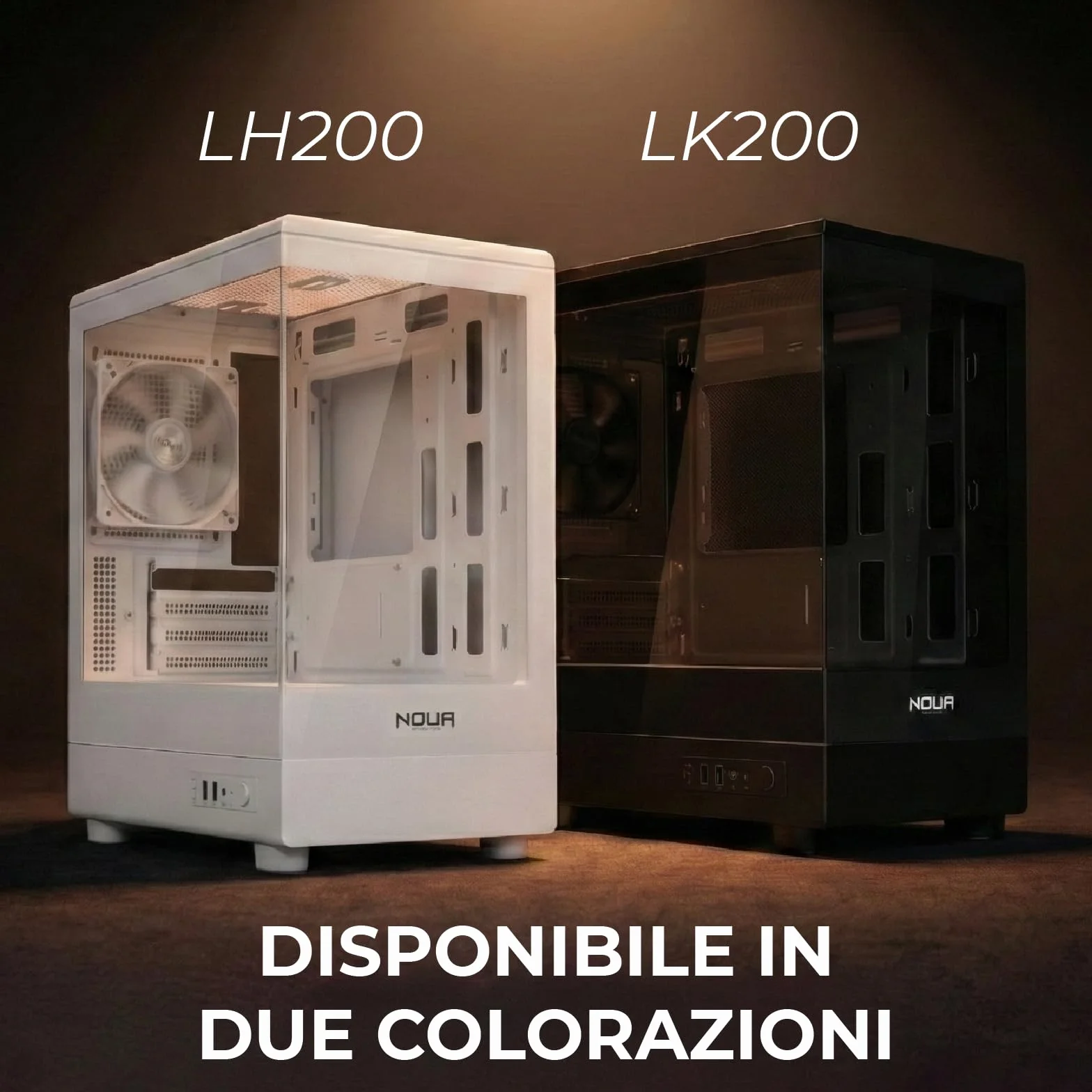 Noua Fobia LK200, Case PC Gaming Micro-ATX, Ventola Nera 120mm, Case Micro Tower per Computer Doppio Vetro Temperato Panoramico, Nero
