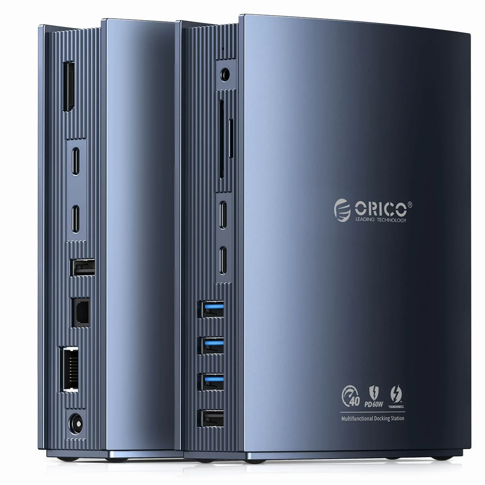 ORICO Docking Station Thunderbolt 3, 15 in 1 60W 40Gbps per Laptop USB-C, Doppio Display 4K a 60 Hz, Displayport DP1.4, USB-A Gen 1, Type-C Gen 2, Gigabit Ethernet per MacBook Mac e Windows