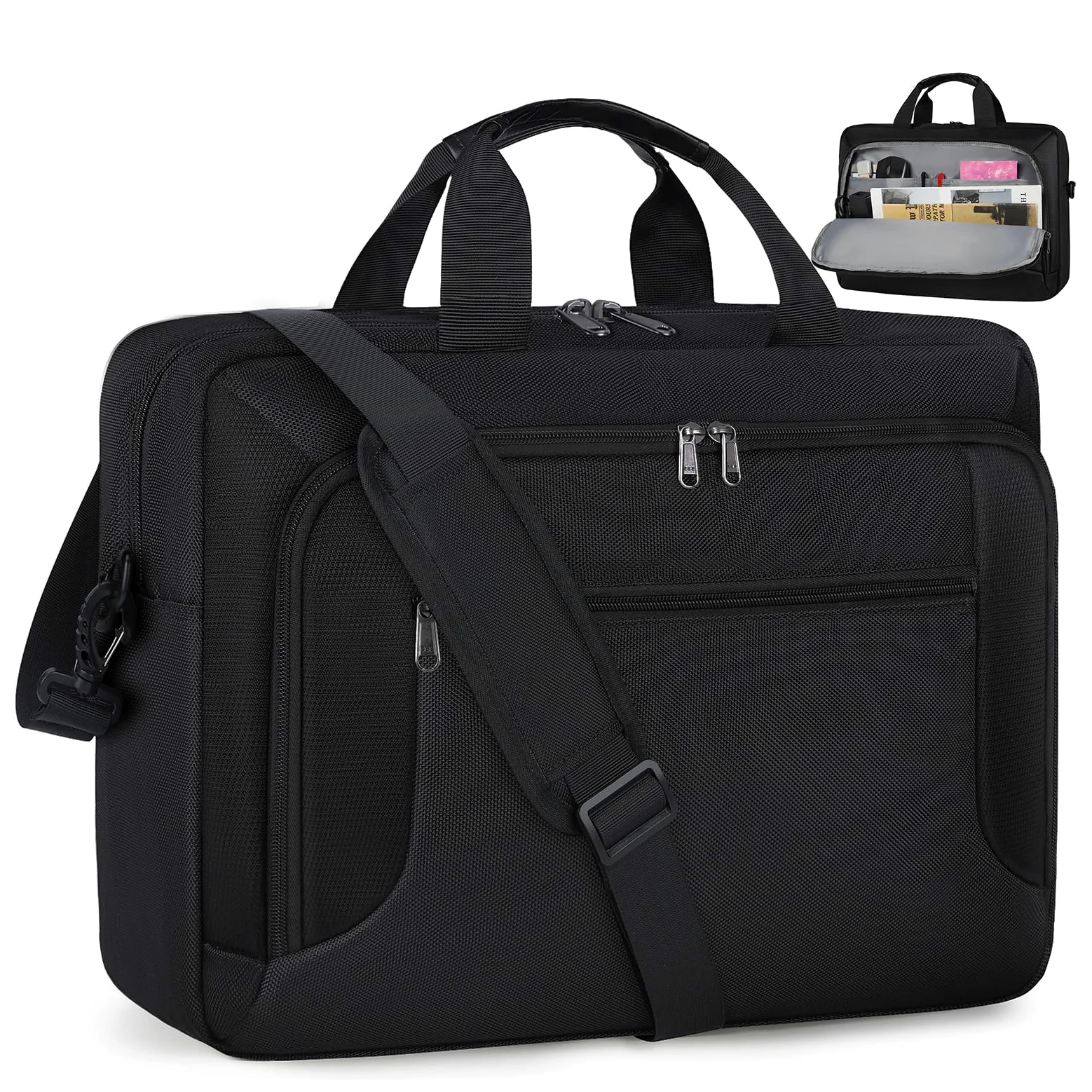 RAINSMORE Borsa Porta PC 17" Lavoro Uomo Laptop Porta Documenti Università Ufficio Professoressa Scuola Nero