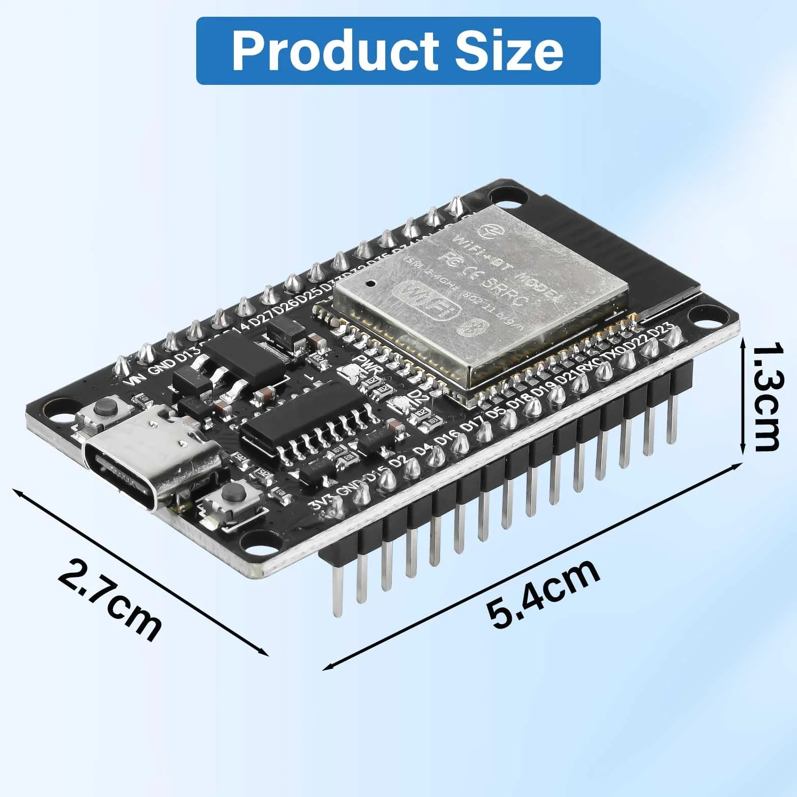 Diymore 2 pezzi per ESP32 Scheda di sviluppo Nodemcu per ESP32 NodeMCU Modulo USB C 2.4 GHz WLAN WiFi Bluetooth CH340 Chip