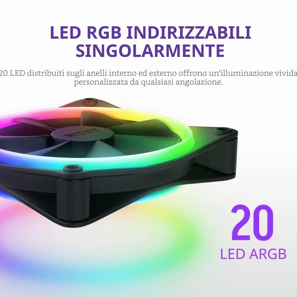 NZXT F140 RGB Duo confezione doppia e controller RGB [nero] 2 ventole per case PC RF-D14DF-B1 FN1832