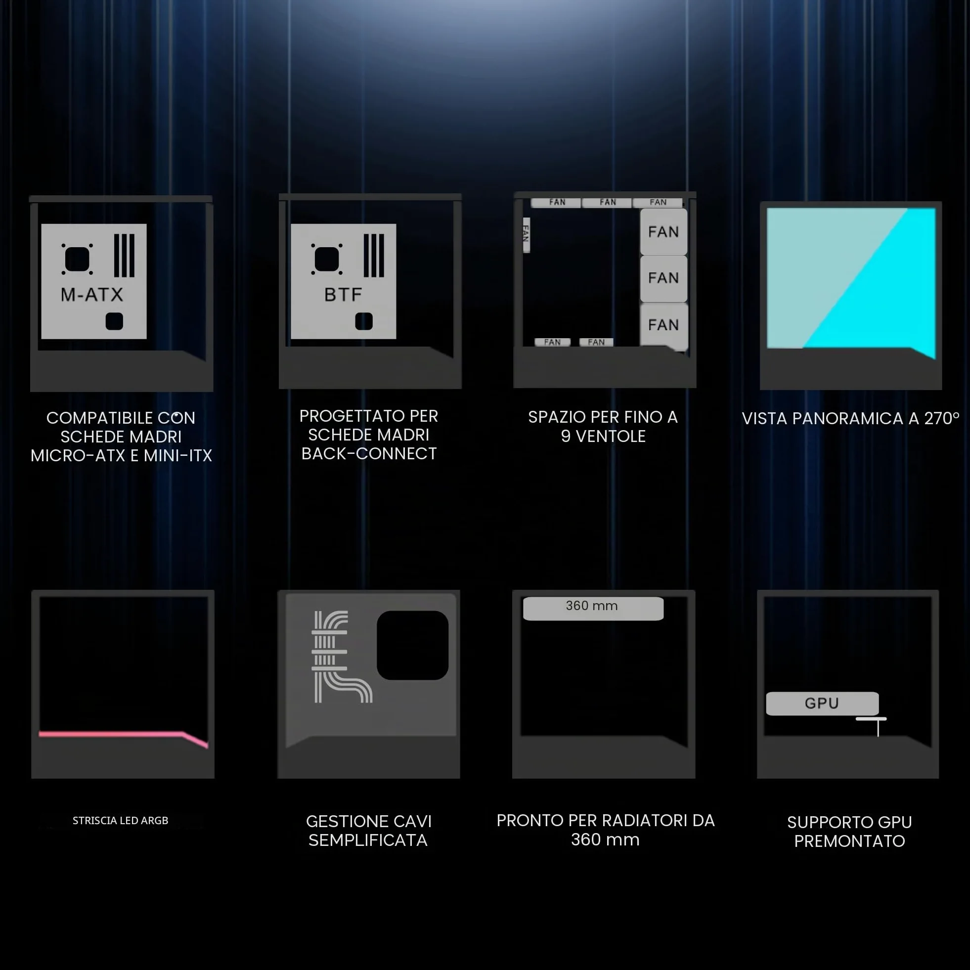 LIANLI Vector V100R Mini Tower PC Case, senza colonna, connessione posteriore m-ATX/m-ATX/Mini ITX, dotata di 4 ventole standard ARGB, V100RMIX, autorizzata giapponese