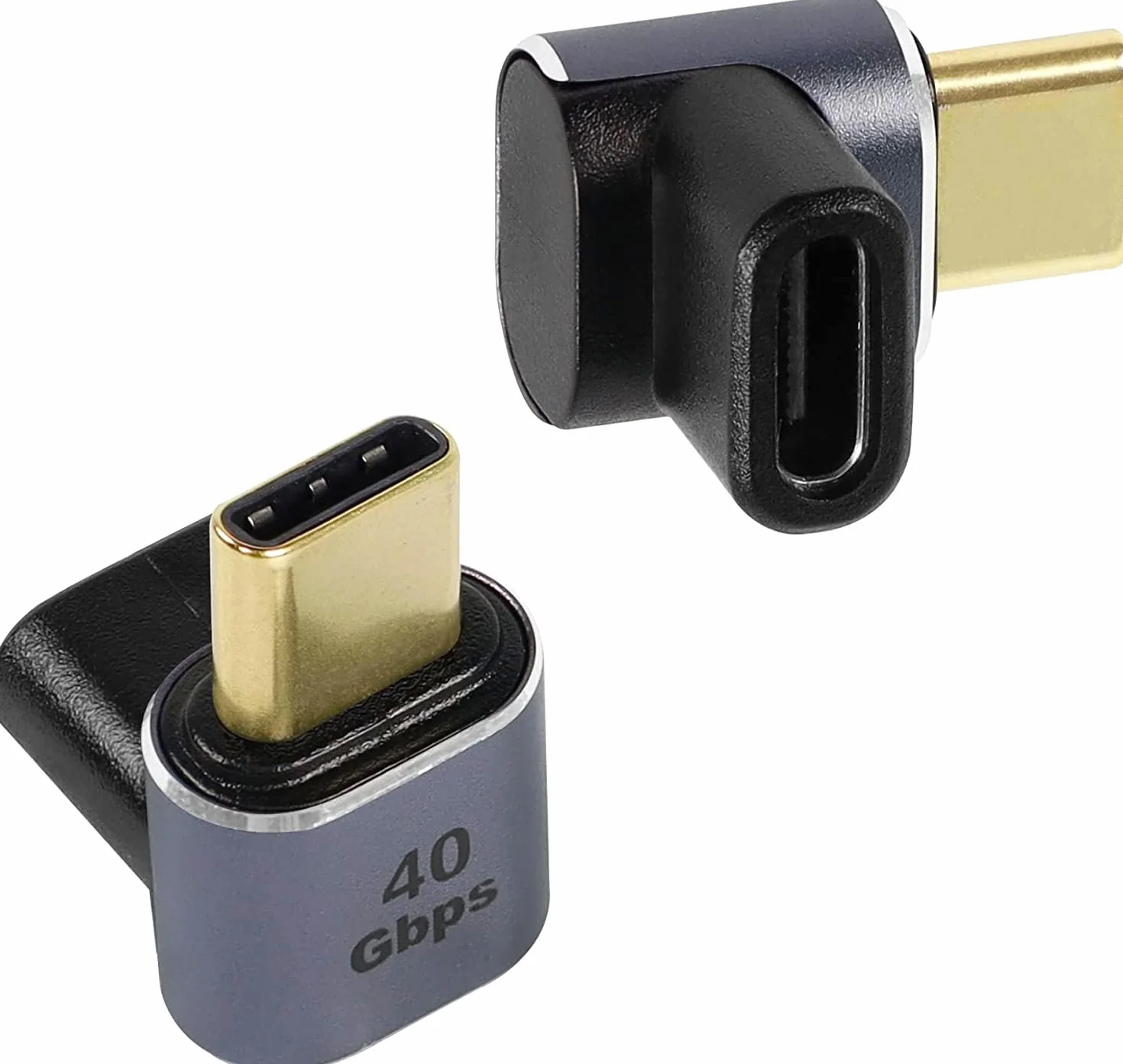 PremiumCord Adattatore USB 4, USB-C Maschio Su Femmina 90° M/F, Ultraveloce 40 Gbit/s, Connessione Type-C, Alluminio, Colore Grigio Siderale