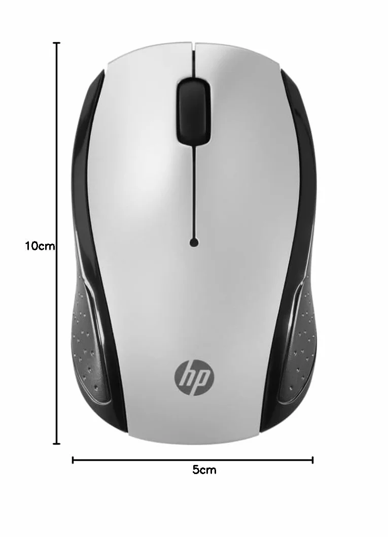 HP 200 Mouse Wireless, Tecnologia LED Rosso, Laser fino a 1000 DPI, 3 Pulsanti, Rotella Scorrimento, Ricevitore USB 2.4 GHz, Design Pratico e Confortevole, Ambidestro, Argento