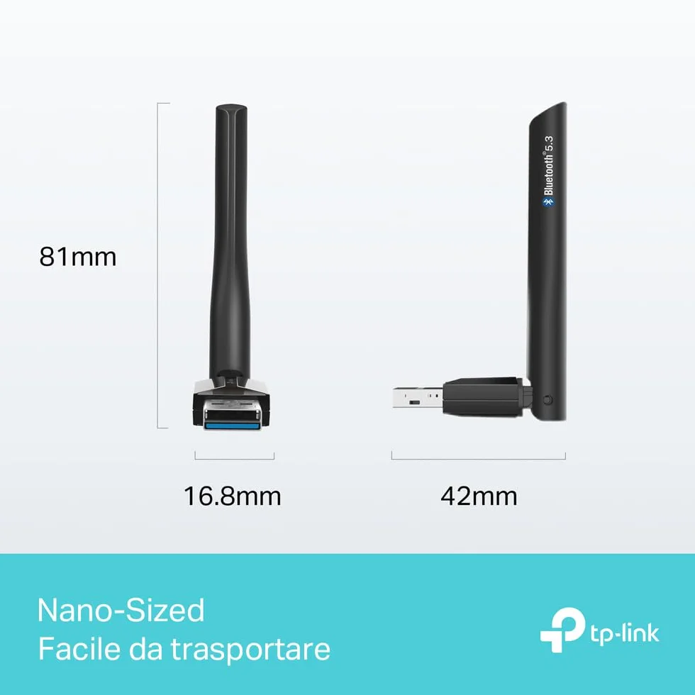 TP-Link UB500 Plus Adattatore Bluetooth USB, Bluetooth 5.3, Multi-Directional Antenna, Compatibile Con Windows 11/10/8.1/7