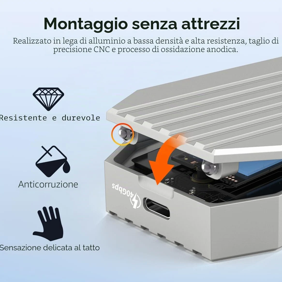 MAIWO Alloggiamento SSD M.2 NVMe con ventola di raffreddamento USB4 40Gbps con UASP Trim, capacità 8 TB, senza attrezzi, compatibile con Thunderbolt3/4 USB3.0/2.0