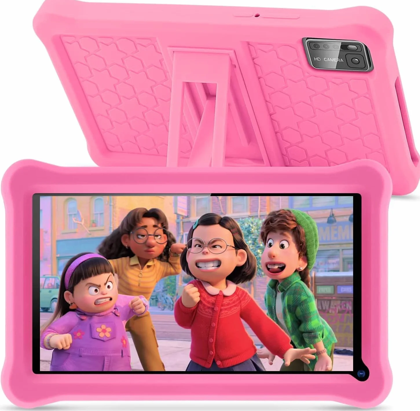 Tablet Bambini 7 Pollici Android 13 Schermo IPS 8GB RAM 64GB ROM WiFi Doppia Fotocamera Custodia Rosa