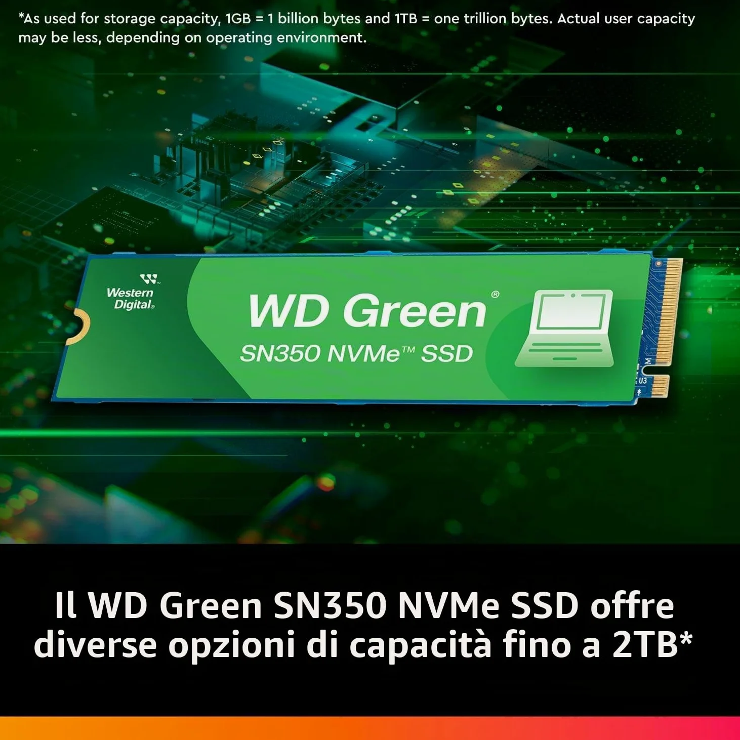 Western Digital WD Green SN350 NVMe - Unità SSD interna a stato solido da 250 GB - Gen3 PCIe, M.2 2280, fino a 2.400 MB/s - WDS250G2G0C