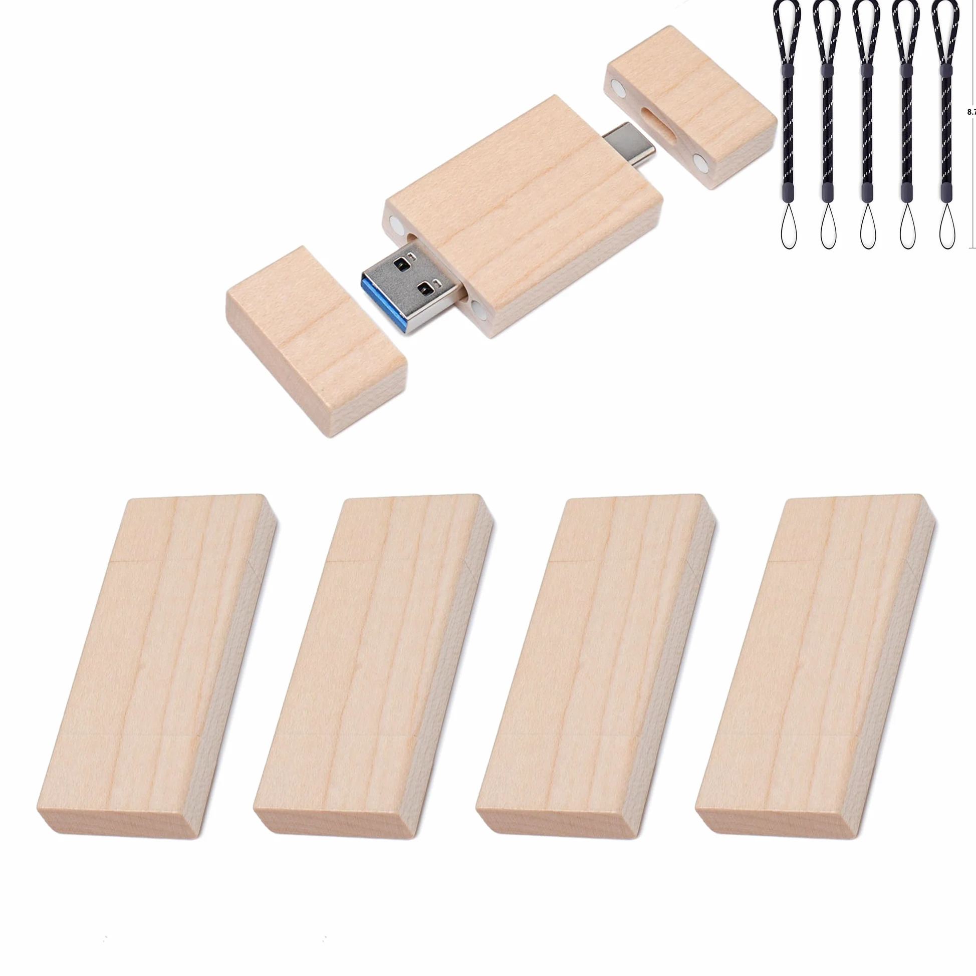 Chiavetta USB C da 32 GB, chiavetta USB 3.0 ad alta velocità, tipo C, doppia OTG, in legno d'acero, per TV, auto, smartphone, PC, laptop