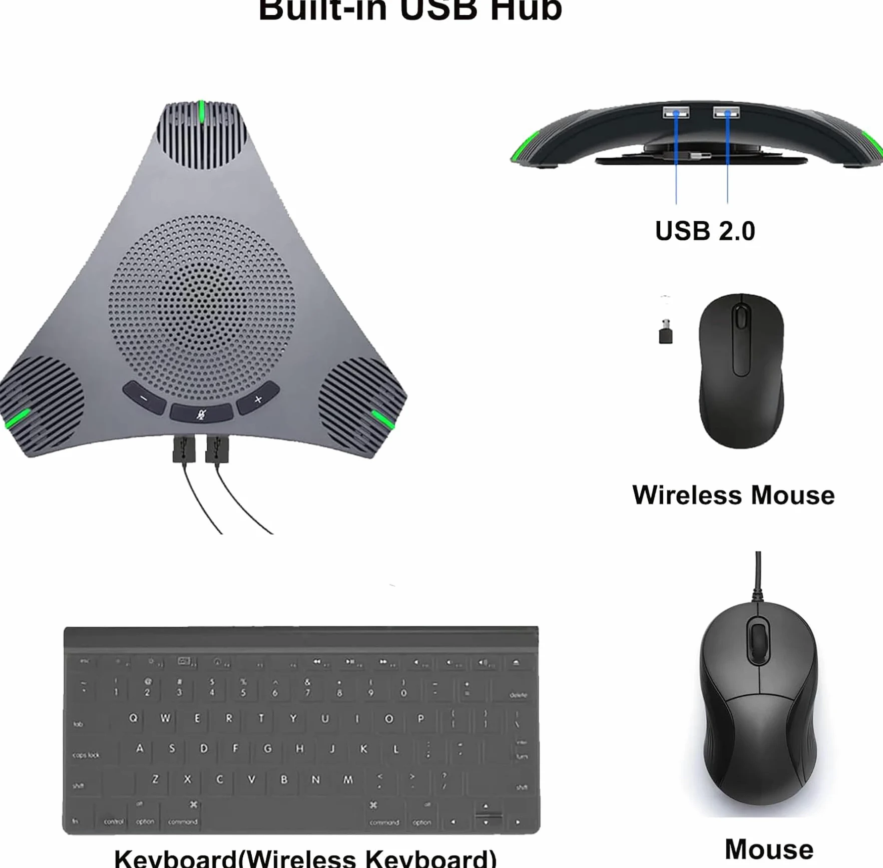 Microfono da Conferenze, Vivavoce USB per L'ufficio da Casa, Miglioramento Intelligente Della Voce, Microfono USB per per Riunioni/Lezioni Online, Chiamate Zoom, Chat Skype, Plug & Play