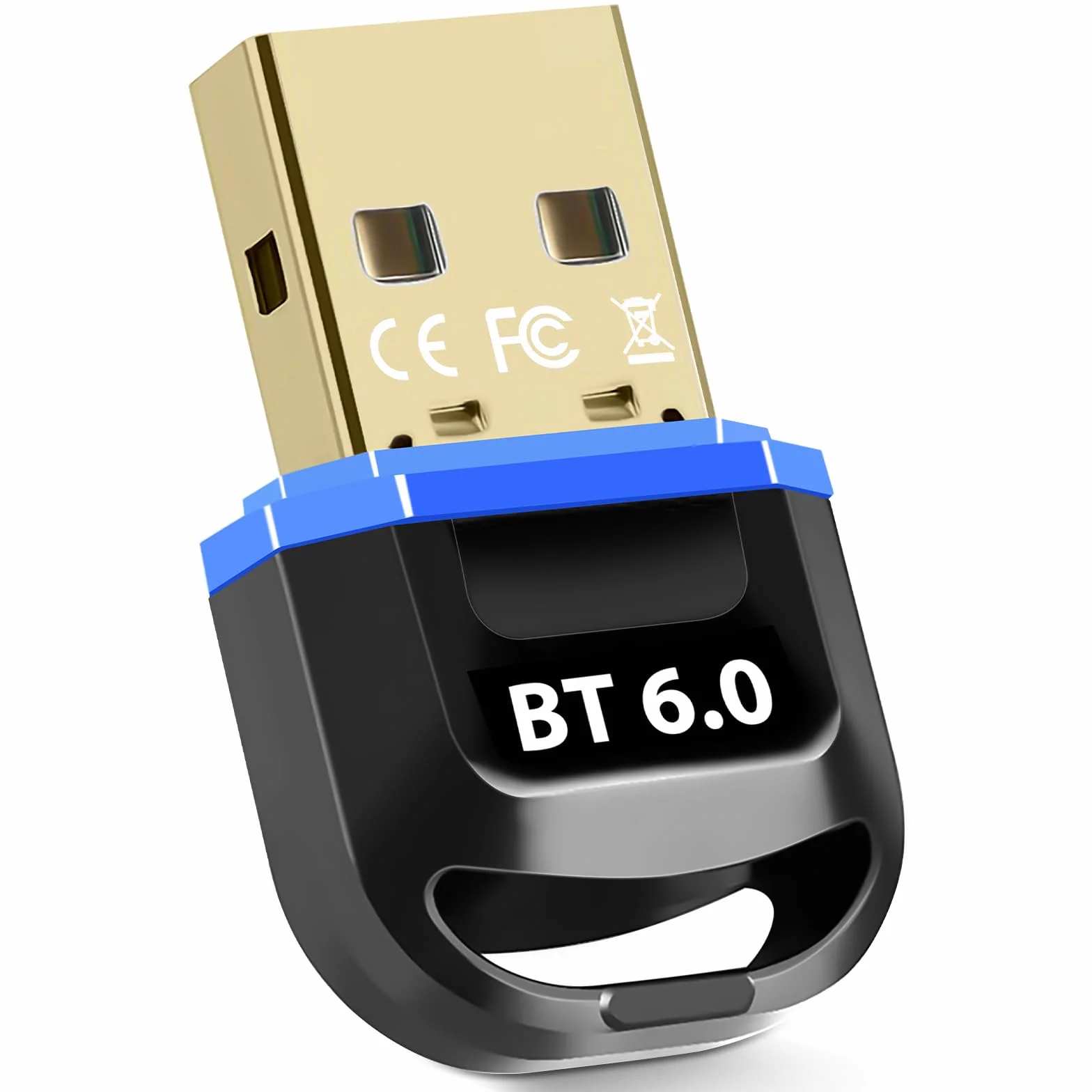 Adattatore Bluetooth 6.0 per PC, adattatore USB Bluetooth per desktop, laptop, PC, auricolari, tastiera, mouse, Bluatooth stereo, con Windows 11/10/8.1