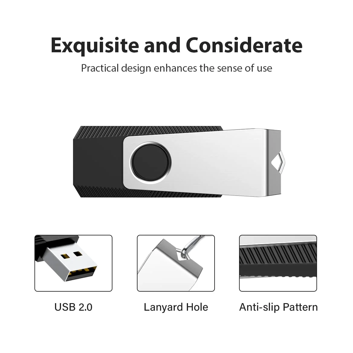Aiibe Chiavette USB 2.0 da 128 GB con portachiavi (128 GB, 5 colori: nero, rosso, ciano, verde, viola)