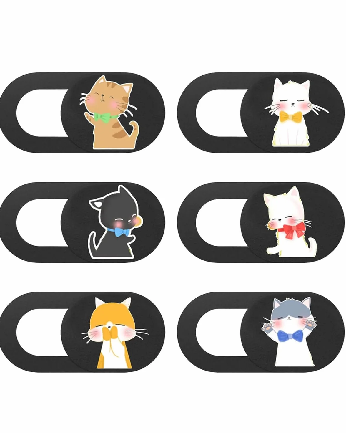 Copri Webcam Gatto Confezione da 6 in Plastica Scorrevole – Protezione Privacy Anti-Spionaggio
