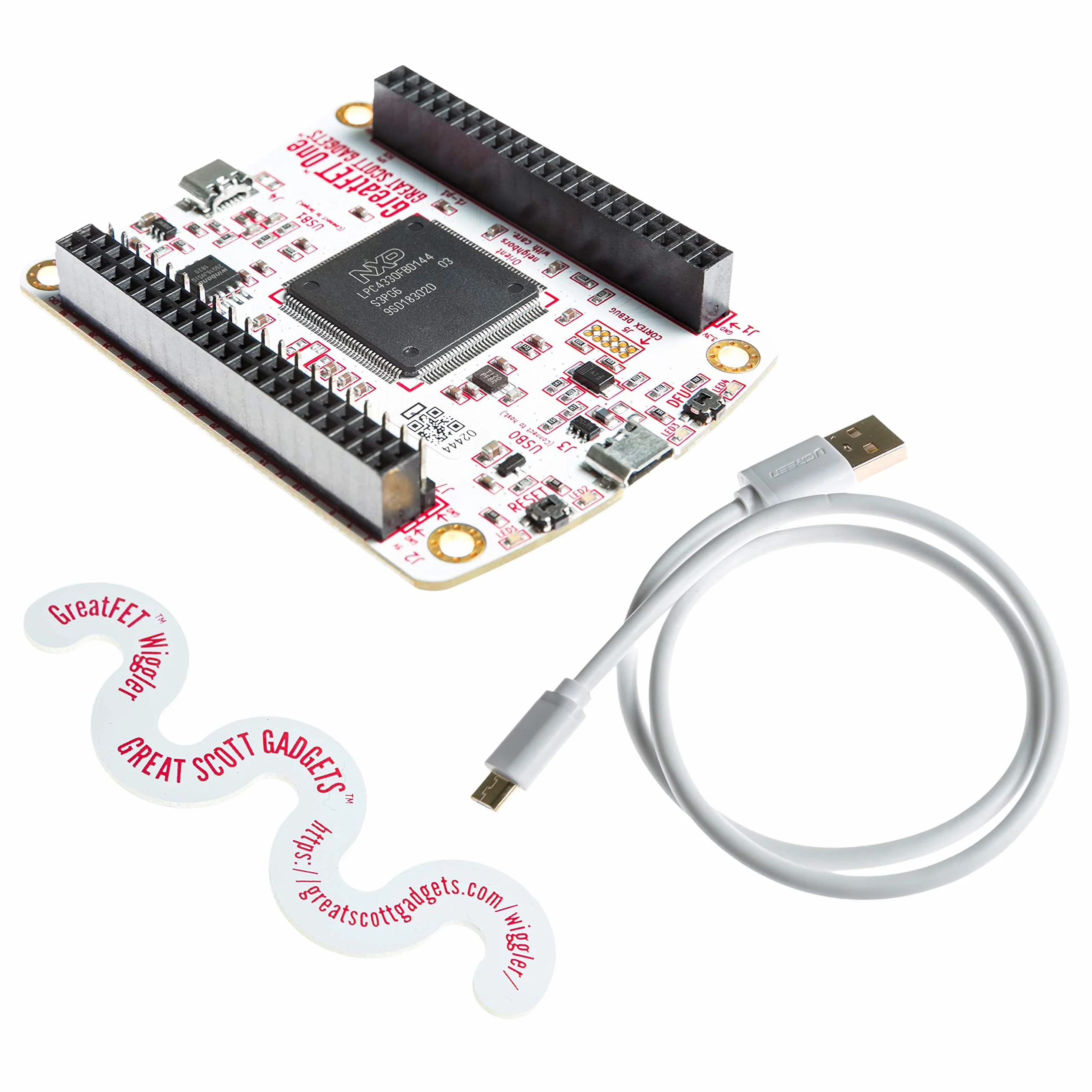 Great Scott Gadgets GreatFET One Bundle - Periferica USB ad Alta Velocità, Analizzatore Logico, Debugger e Scheda di Sviluppo. Include GreatFET One, Wiggler, Cavo e 120 Fili per Prototipazione