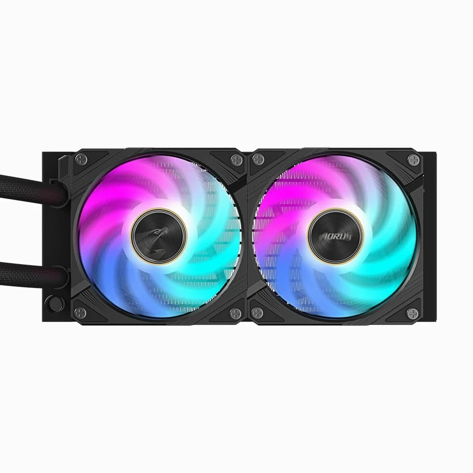 GIGABYTE AORUS WATERFORCE X II 240 Raffreddamento a liquido per CPU AIO - 2x ventole ARGB da 120 mm, LCD a colori, DAISY-CHAIN, compatibile con Intel LGA 1851 e AMD AM5