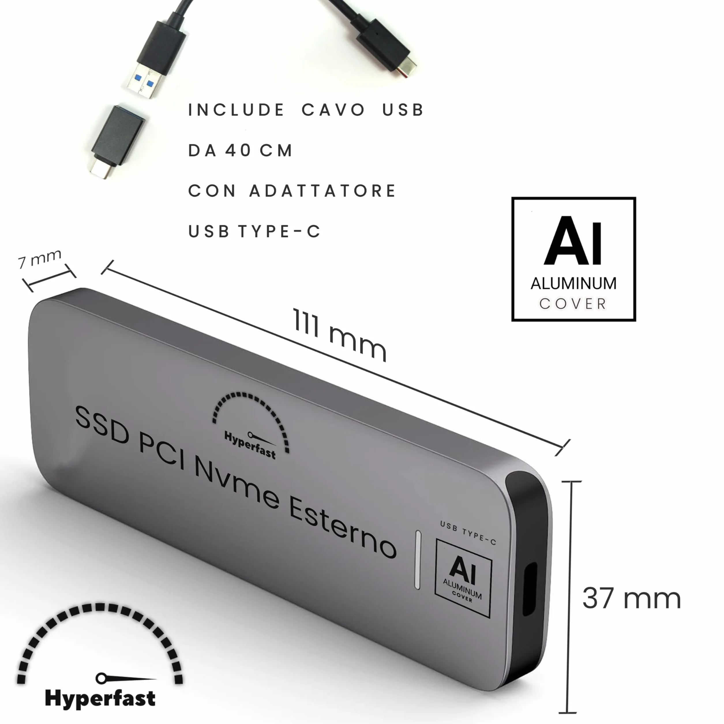 SSD esterno portatile da 128 Gb, fino a 1050 MB/s Unità a stato solido esterna USB 3.2 Gen2 ultra veloce Mini SSD esterno USB-C per laptop, dispositivi di tipo C, per uso professionale, gar. Italia