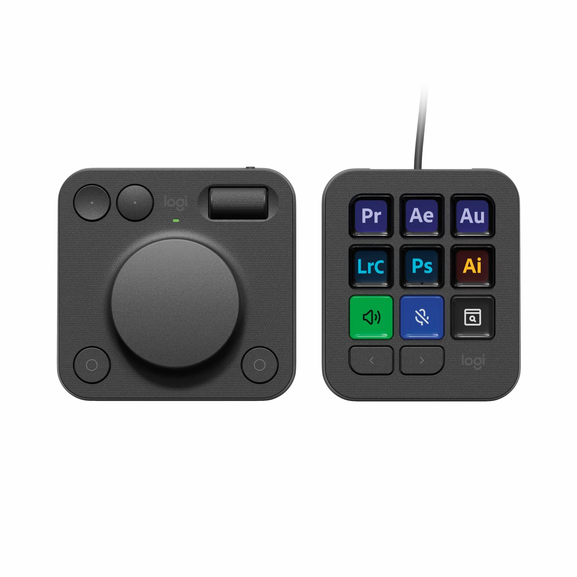 Logitech MX Creative Console, keypad programmabile con 9 tasti LCD personalizzabili e manopola di controllo per progettazione grafica, montaggio video, fotografia, per Adobe, Zoom, Spotify - Grafite