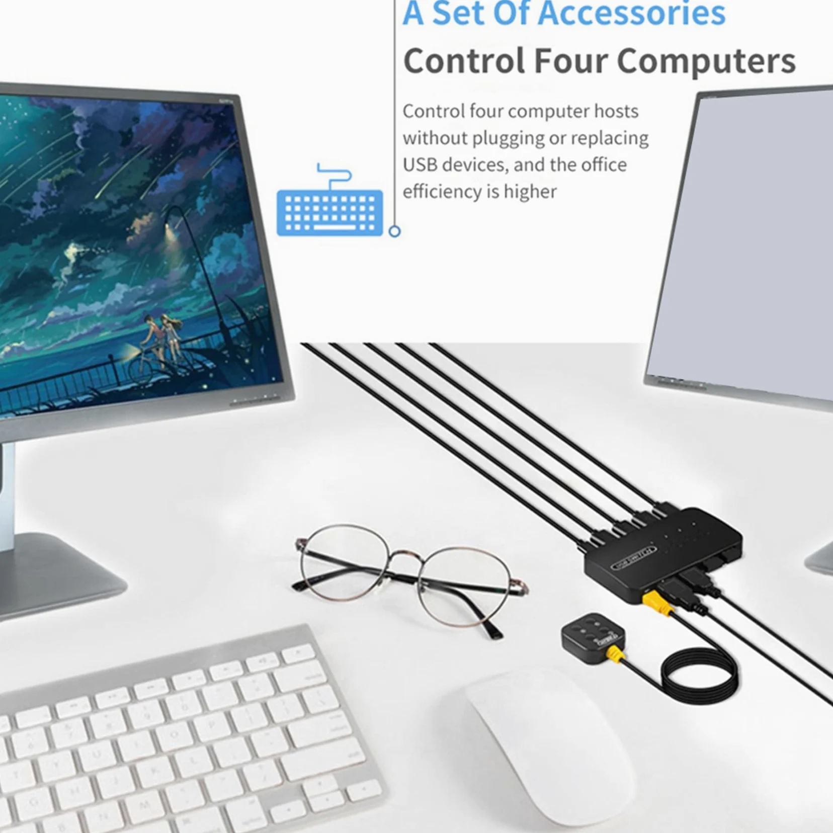 5X Switch USB Adattatore Controller Condiviso 4 Ingressi 4 Uscite per Computer Portatile Stampante Tastiera Mouse Monitor