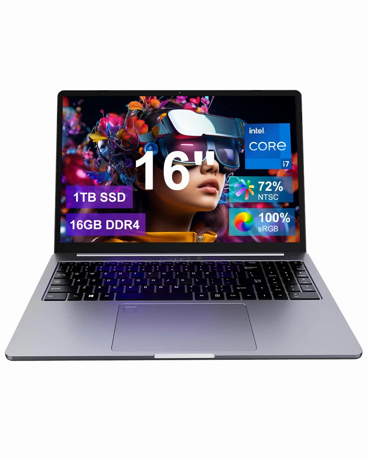 Ninkear N16 Pro - Computer portatile ultra sottile, Core i7 12700H, 16 GB DDR4, SSD da 1 TB, display ultra grande da 16", 2,5 K, WiFi 6 e BT 5.2, connessione Wi-Fi stabile, per lavoro, riunioni e