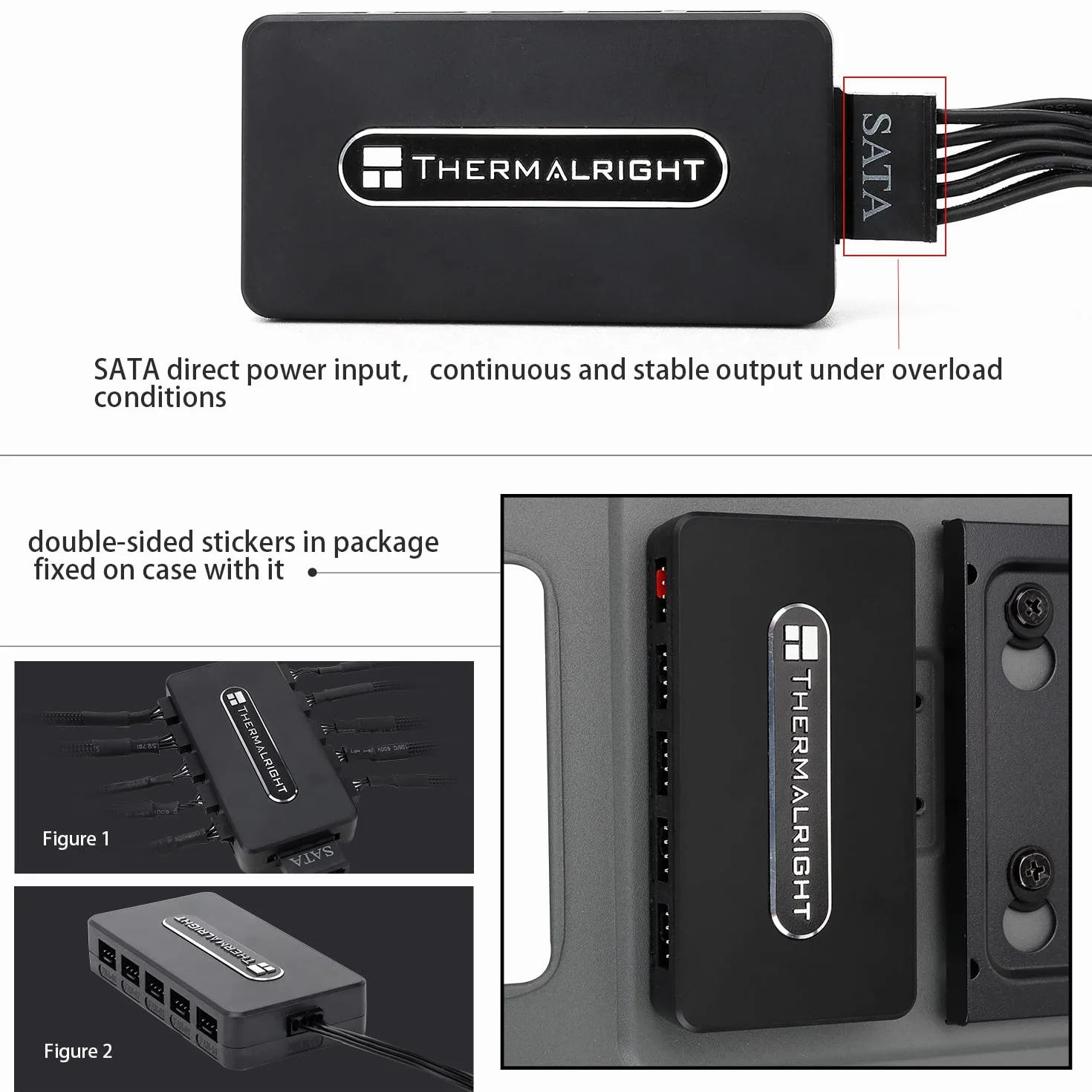 Thermalright FAN HUB Controller REV,controller di ventole per PC a 10 porte e 4 pin, Fan Hub a 12 V, pasta forte + aspirazione magnetica, ingresso diretto del cavo di alimentazione SATA