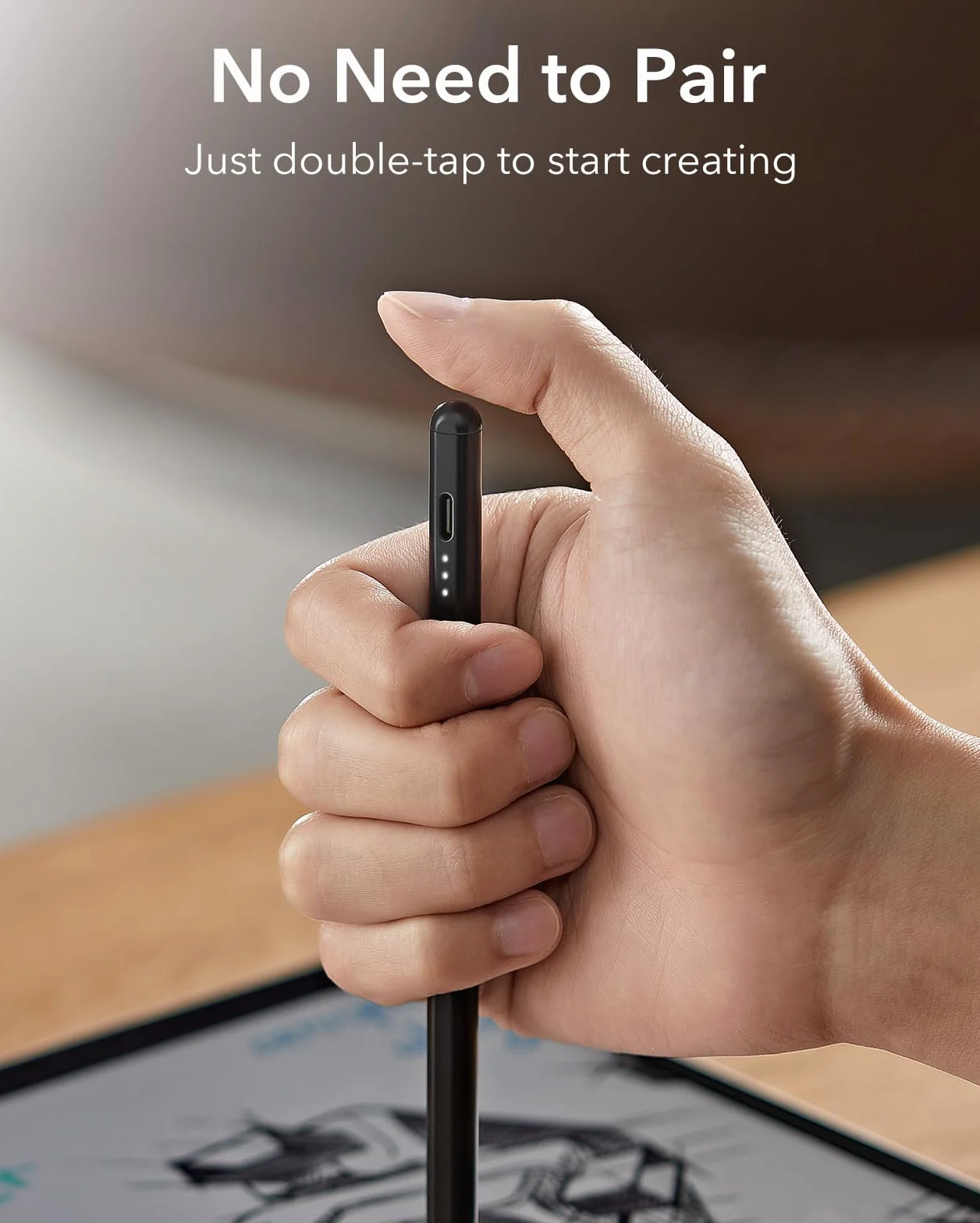 ESR Penna Stilo per iPad con sensibilità all’inclinazione, Pencil per Apple iPad 10/9/8/7/6, PRO 11, PRO 12.9, Mini 6/5 e iPad Air 5/4/3, Zero segni della Mano sullo Schermo, Aggancio Magnetico, Nero