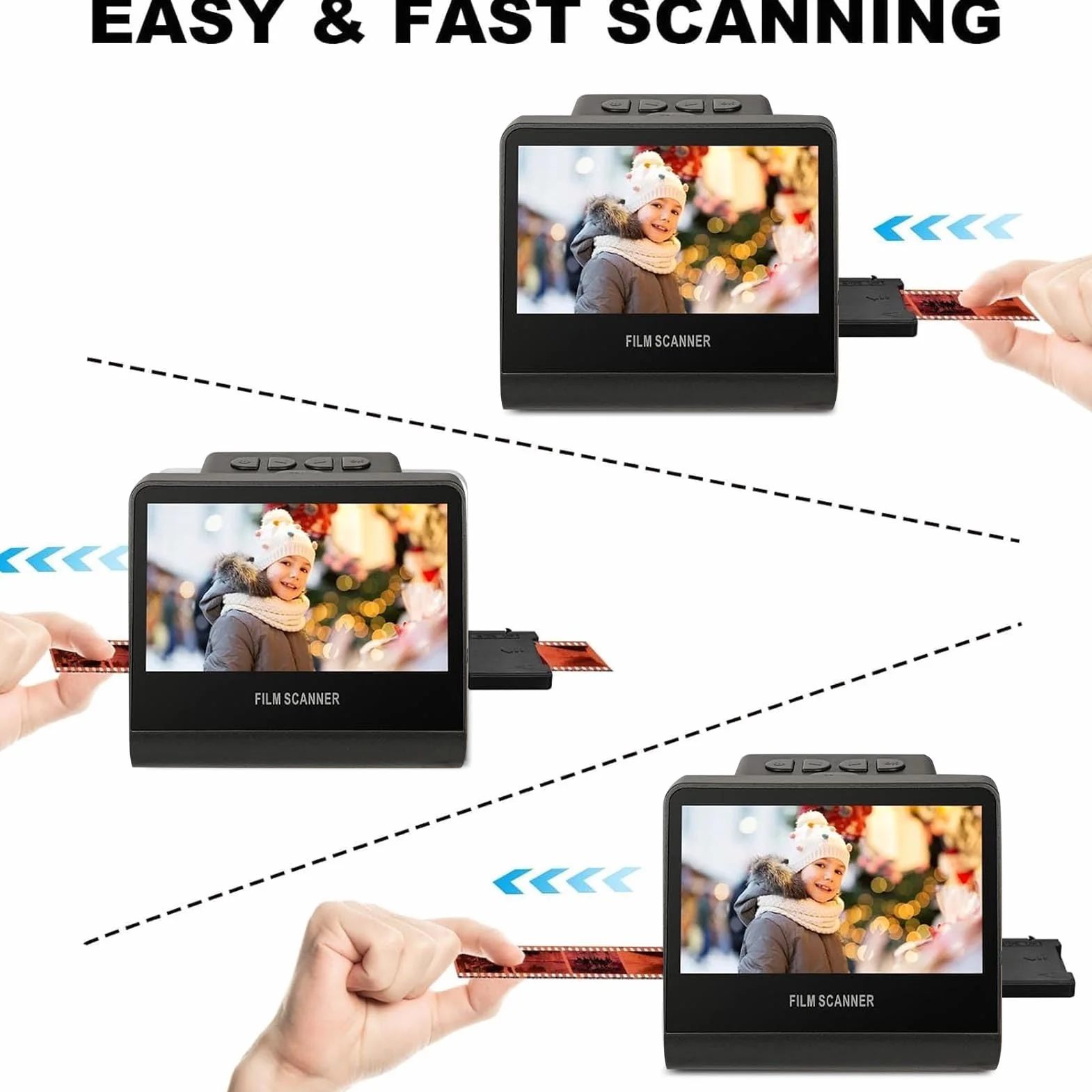 Scanner per Diapositive e Negativi 22 MP con Schermo LCD da 5 Pollici e Memoria Interna da 16 GB per Convertire Vecchie Foto in JPEG
