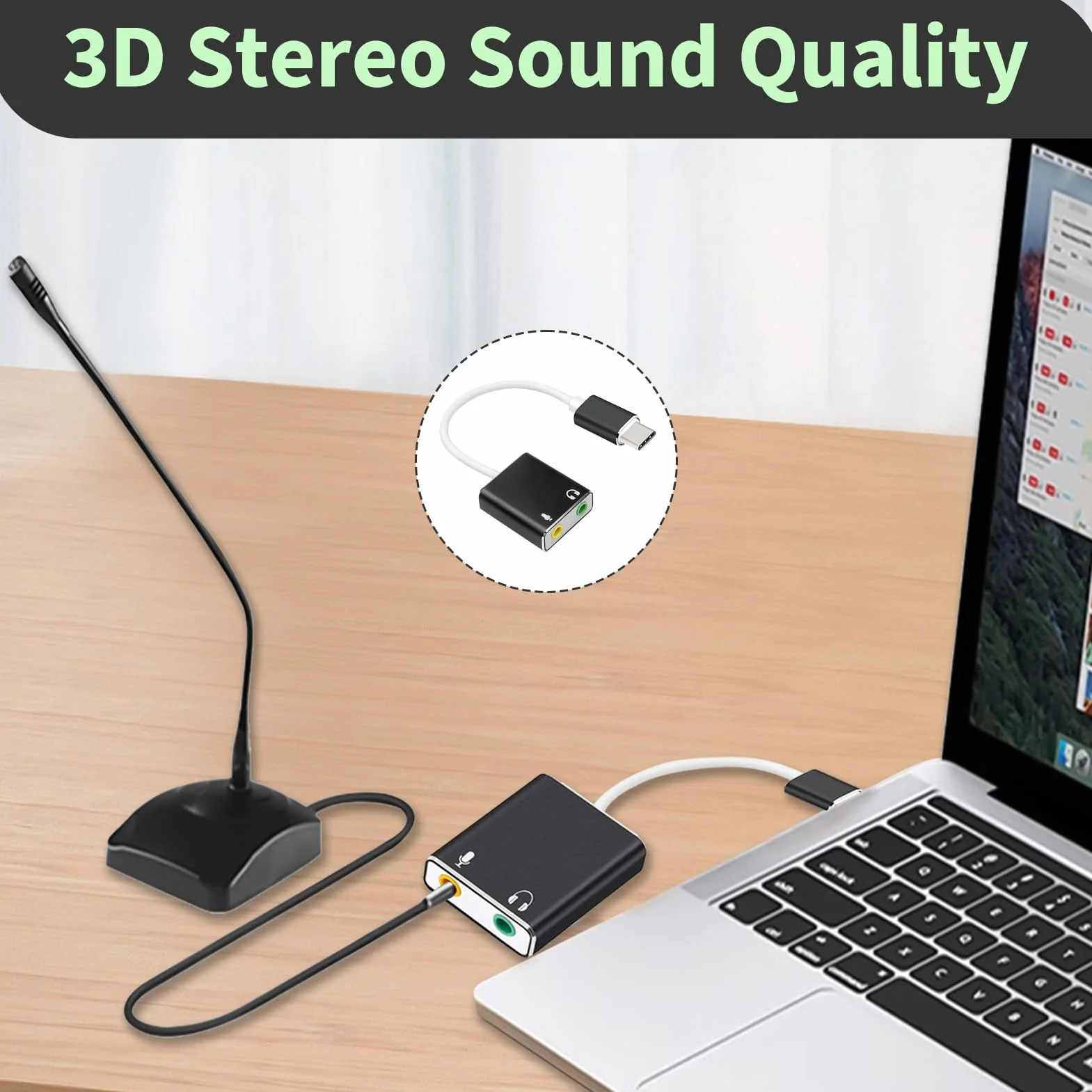 Scheda Audio Esterna USB C, Adattatore Audio USB Tipo C a Jack 3,5mm, Scheda Audio Esterna con Microfono e Cuffie, Compatibile con PC, Laptop, PS4, PS5, XBOX, Mac, Linux, Plug & Play, Senza Driver