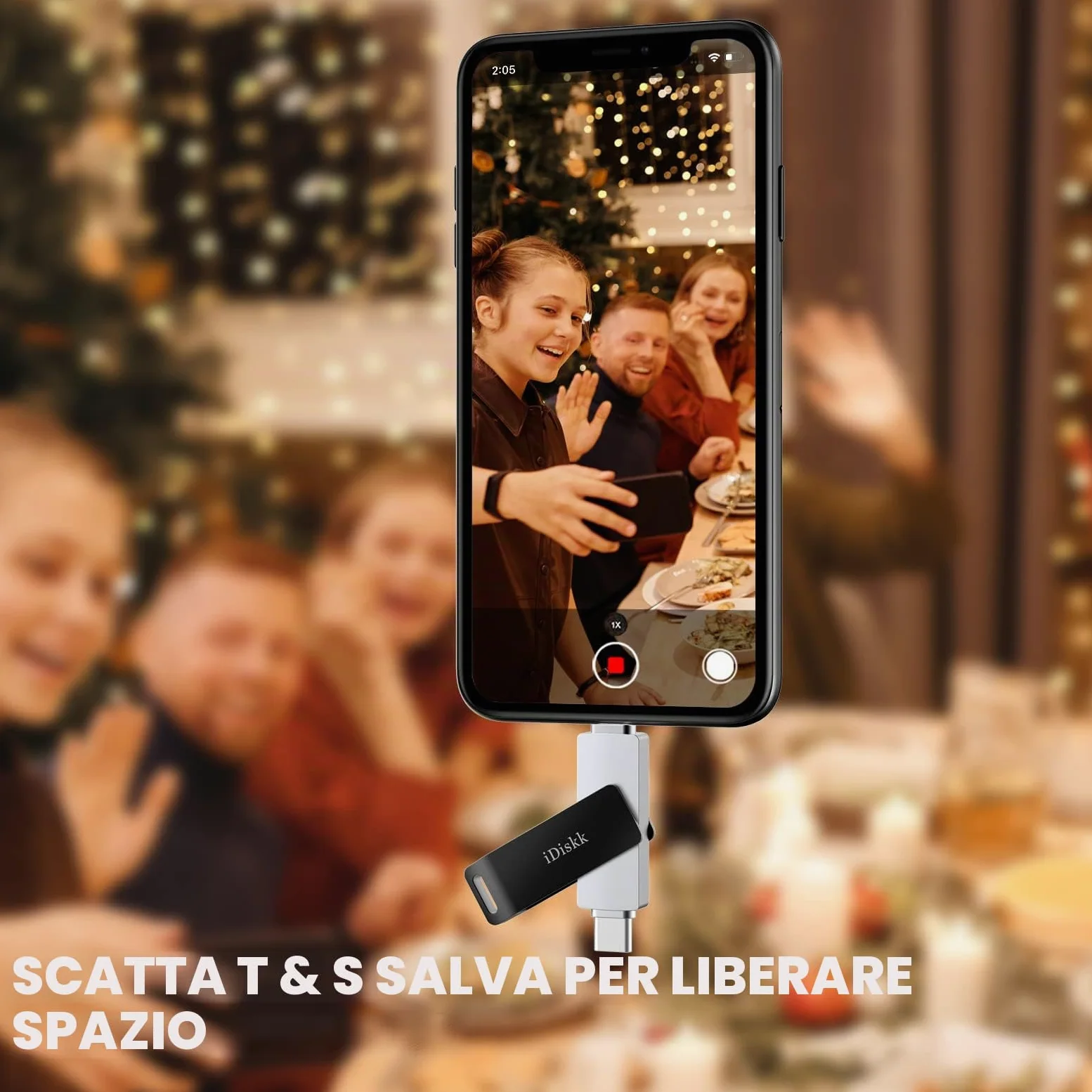 【Certificato MFi】 iDiskk 512 GB 2 in 1 tipo C a Lightning iPhone Photo Stick, memoria USB-C a iPhone, chiavetta USB iPhone funziona con telefoni USB-C, iPhone/iPad, Mac e computer