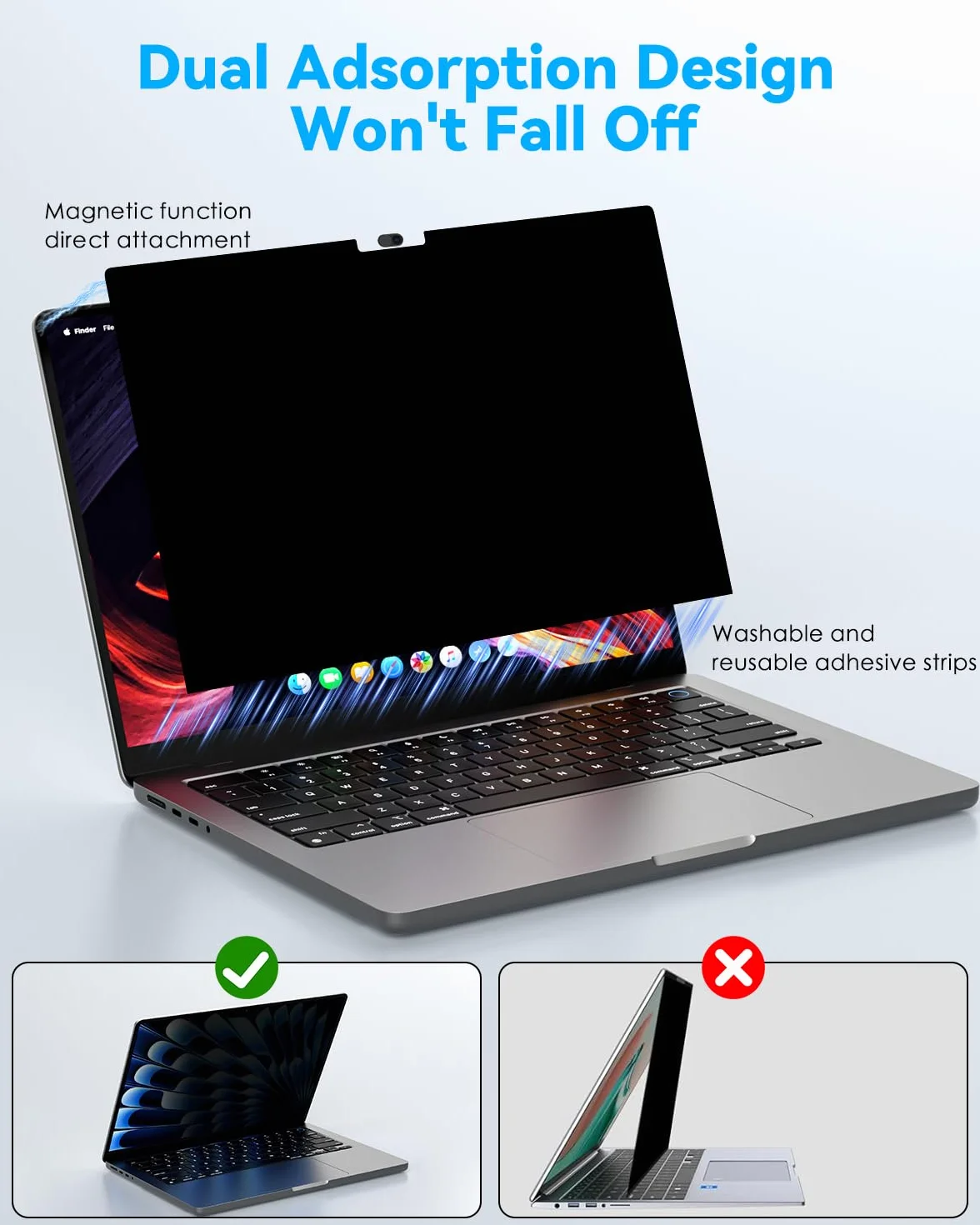 CloudValley Schermo magnetico per la privacy per Macbook Pro 16 e 16,2 pollici 2021-2025 (M1, M2, M3, M4), filtro antiriflesso opaco rimovibile e facile da installare con copertura per fotocamera