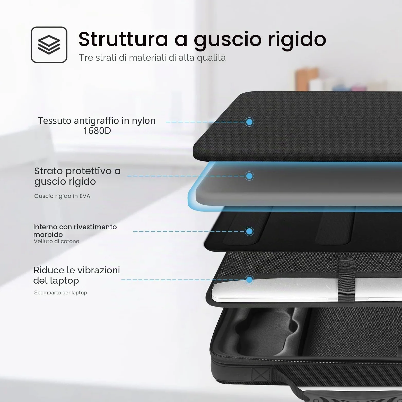 Smatree Borsa a Tracolla Valigetta da 15,6 pollici, Custodia Rigida per Laptop Compatibile con MacBook Pro 16 pollici 2021/2019 e 15,4 pollici, Custodia per Laptop con Scomparto per Accessori - Nera