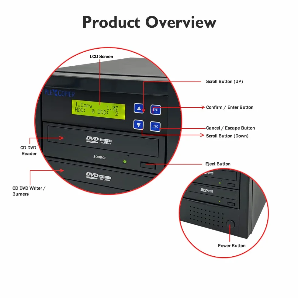 24X 1 a 1 CD DVD M-Disc supportato Duplicatore Torre fotocopiatrice con protezione copia gratuita