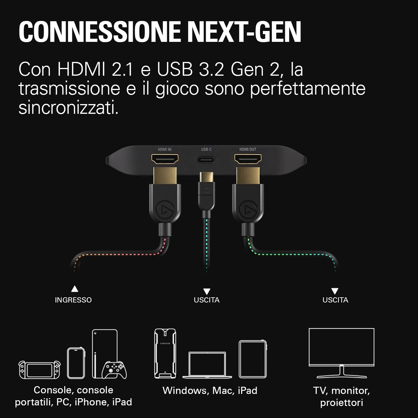 Elgato 4K X - Cattura 4K144 con Latenza Ultra-Bassa su PS5|Pro, Xbox Series X|S, Nintendo Switch 2, OBS e Altro, HDMI 2.1, VRR, HDR10, USB 3.2 Gen 2, per Streaming, Compatibile con PC|Mac|iPad