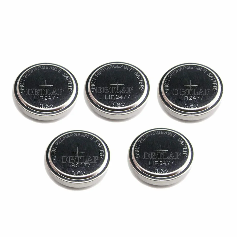 5 PCS 3.6V LIR2477 Rechargeable Coin Button Cell Batteria can replace CR2477