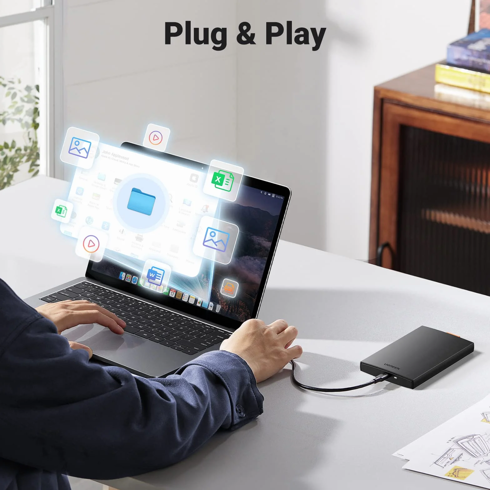 UGREEN Enclosure Disco Rigido per HDD 2.5" USB C 3.1 Gen 2 UASP, Case Esterno SSD 2.5" Compatibile con 860 Evo WD Toshiba Seagate Crucial, PS4 Xbox Mac ( Non Incluso HDD/SSD)