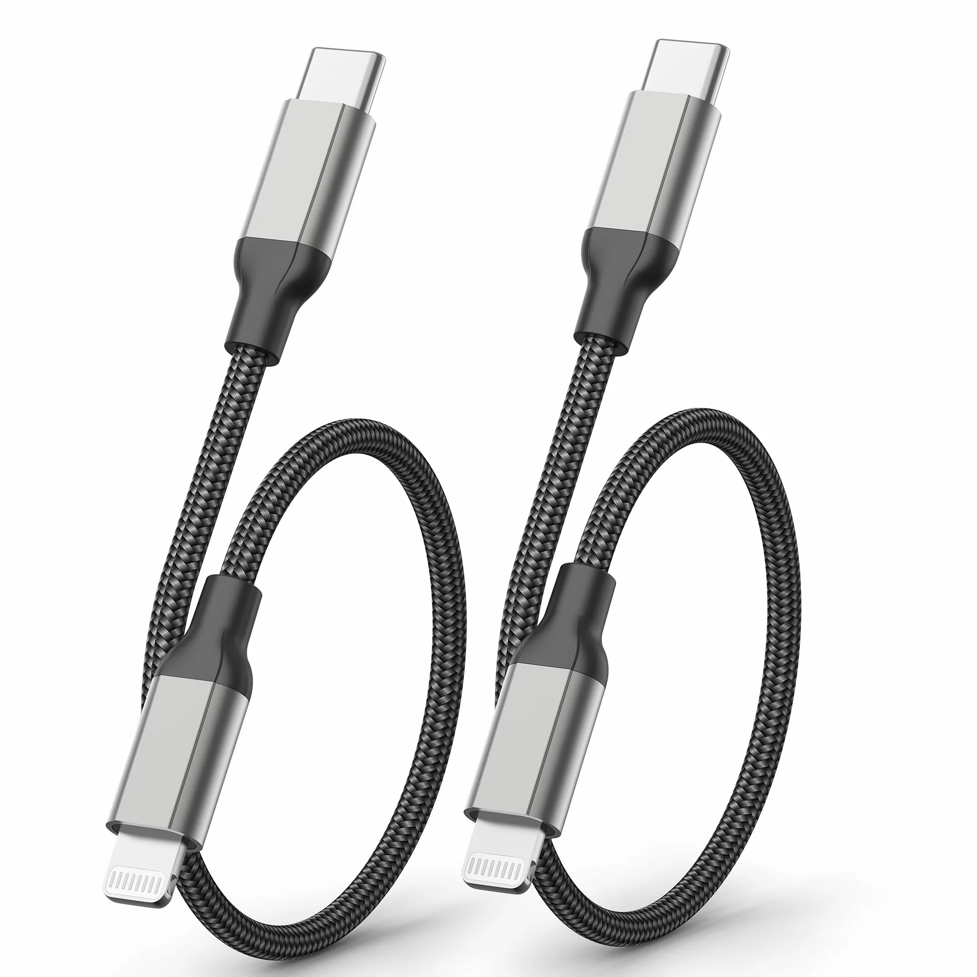 Acecene Cavo USB C a Lightning 30 cm 2 pezzi MFi Nylon Intrecciato per iPhone 14 13 12 11 Pro Max X XR SE iPad Nero
