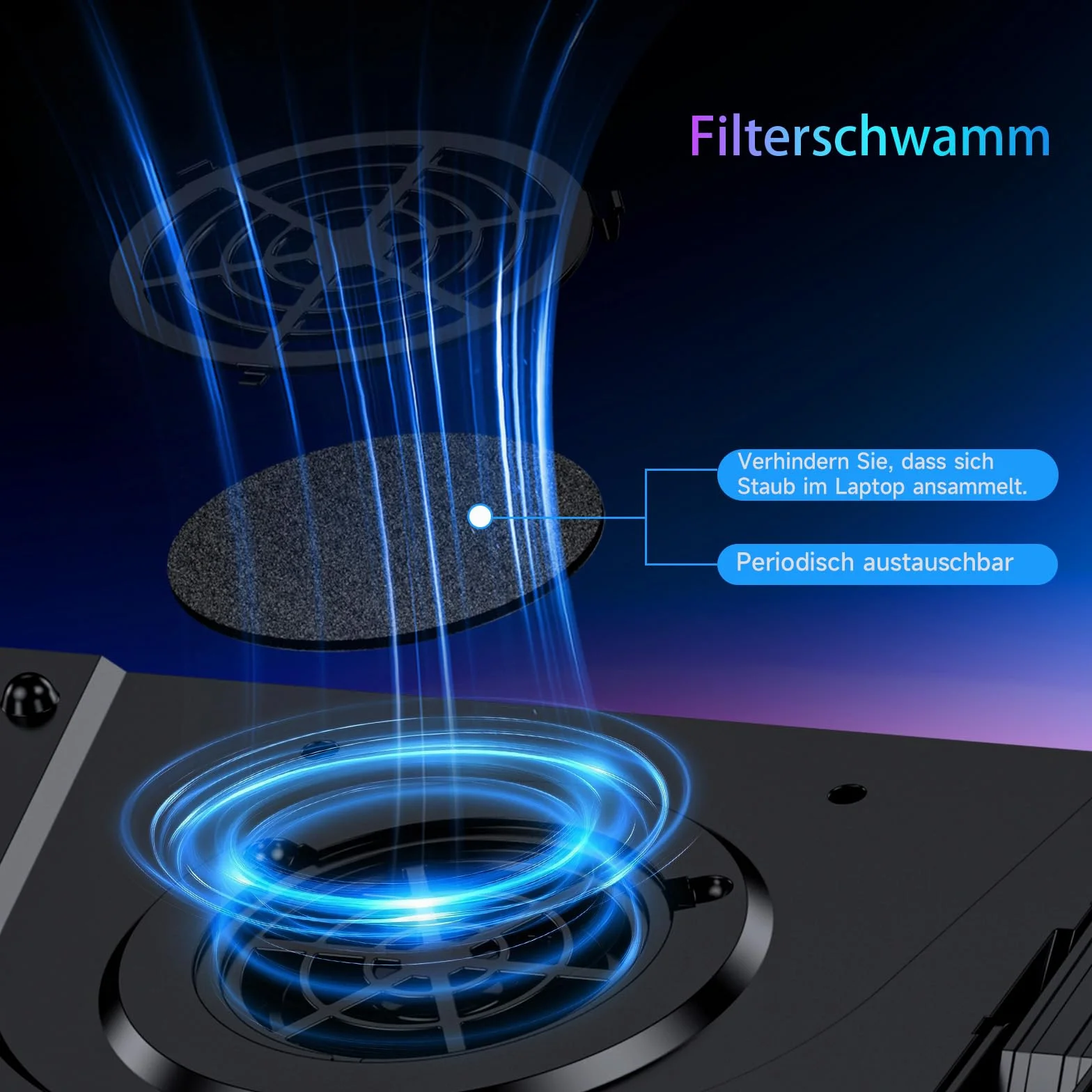 IETS GT300 - Supporto di raffreddamento per laptop migliorato con supporto regolabile, ventola Turbo per raffreddamento rapido, per laptop da gioco da 10-17 pollici, guarnizione flessibile, con
