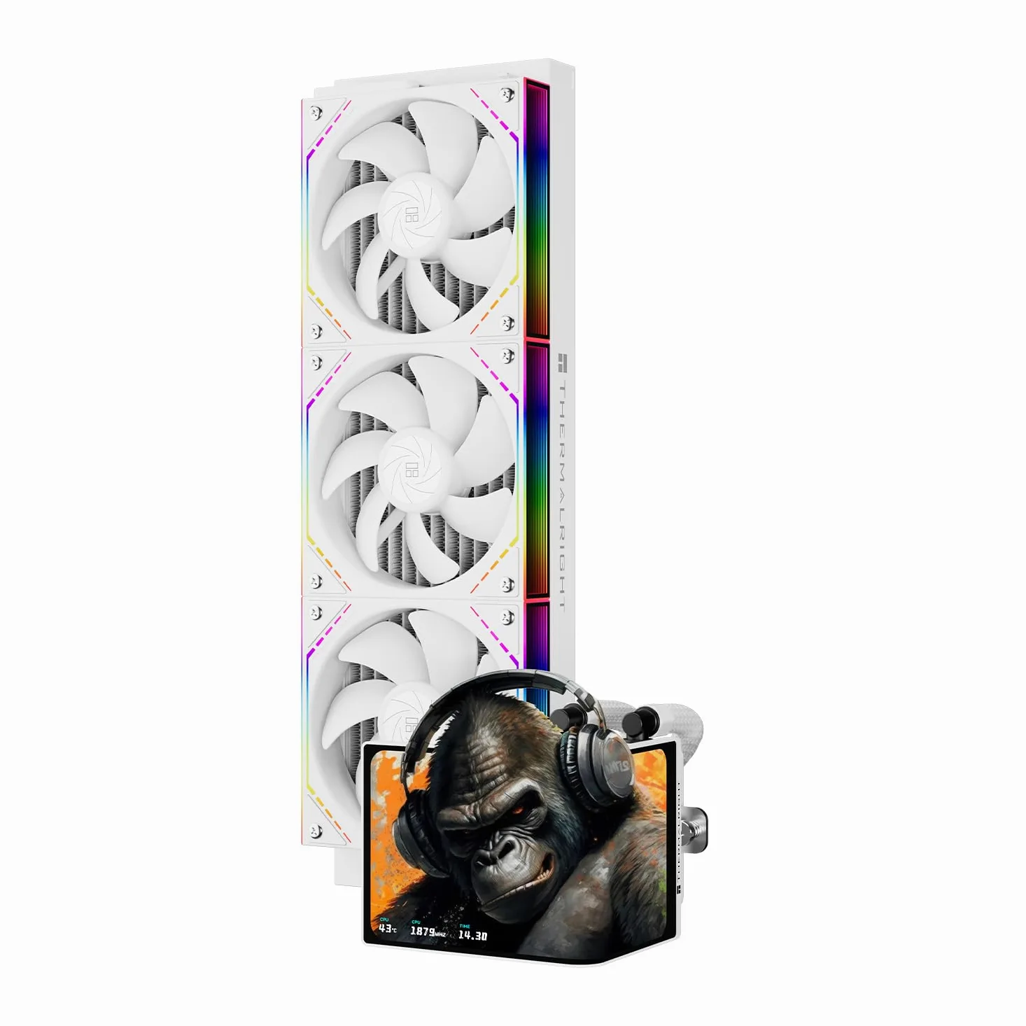 Thermalright Levita Vision 360 ARGB White - Ventola di raffreddamento per CPU AIO, ventola senza fili, schermo curvo con risoluzione di 2400 x 1080, per AM4/AM5, Intel LGA1851/1700, schermo 3D da 6,67