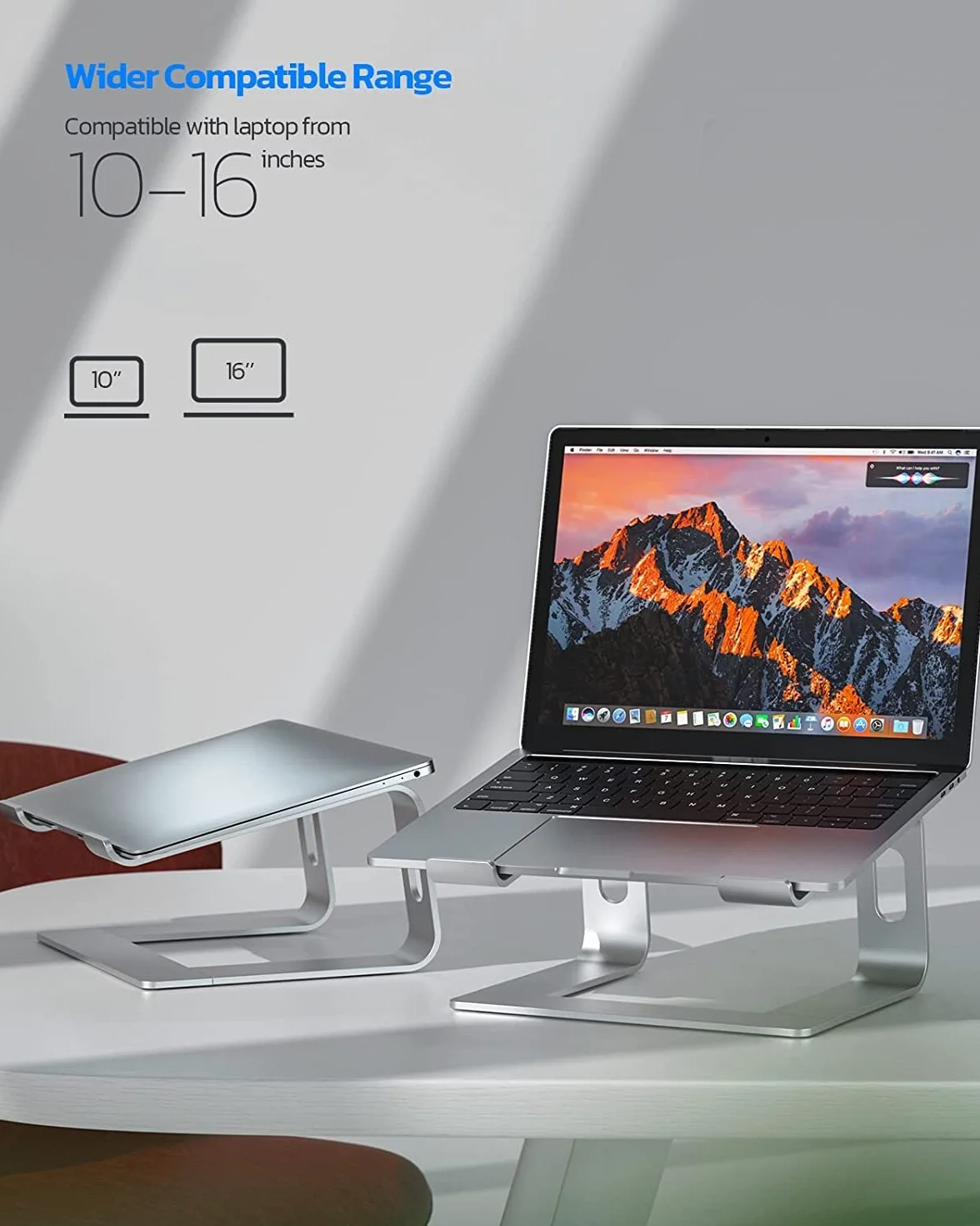 Nulaxy Supporto per computer portatile Stand, Supporto, Riser Compatibile con Dell, HP, Samsung, Lenovo Tutti I Computer Portatili 10-16" (Argento