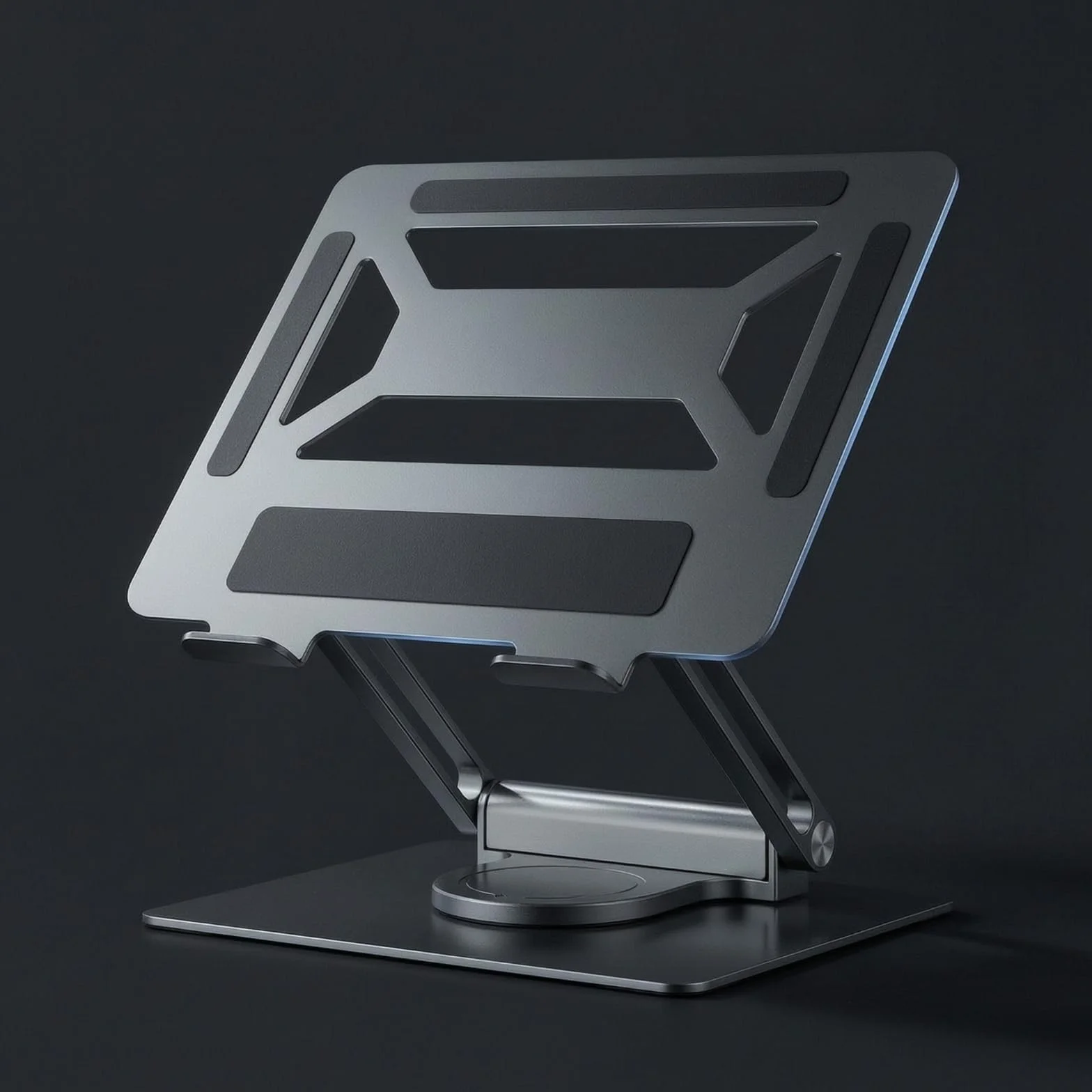 Supporto Laptop con Docking Integrata Supporto Notebook Riser Regolabile Pieghevole Struttura a Snodo in Lega D Alluminio Base Stabile con Usb Adatto per Ufficio, Argento