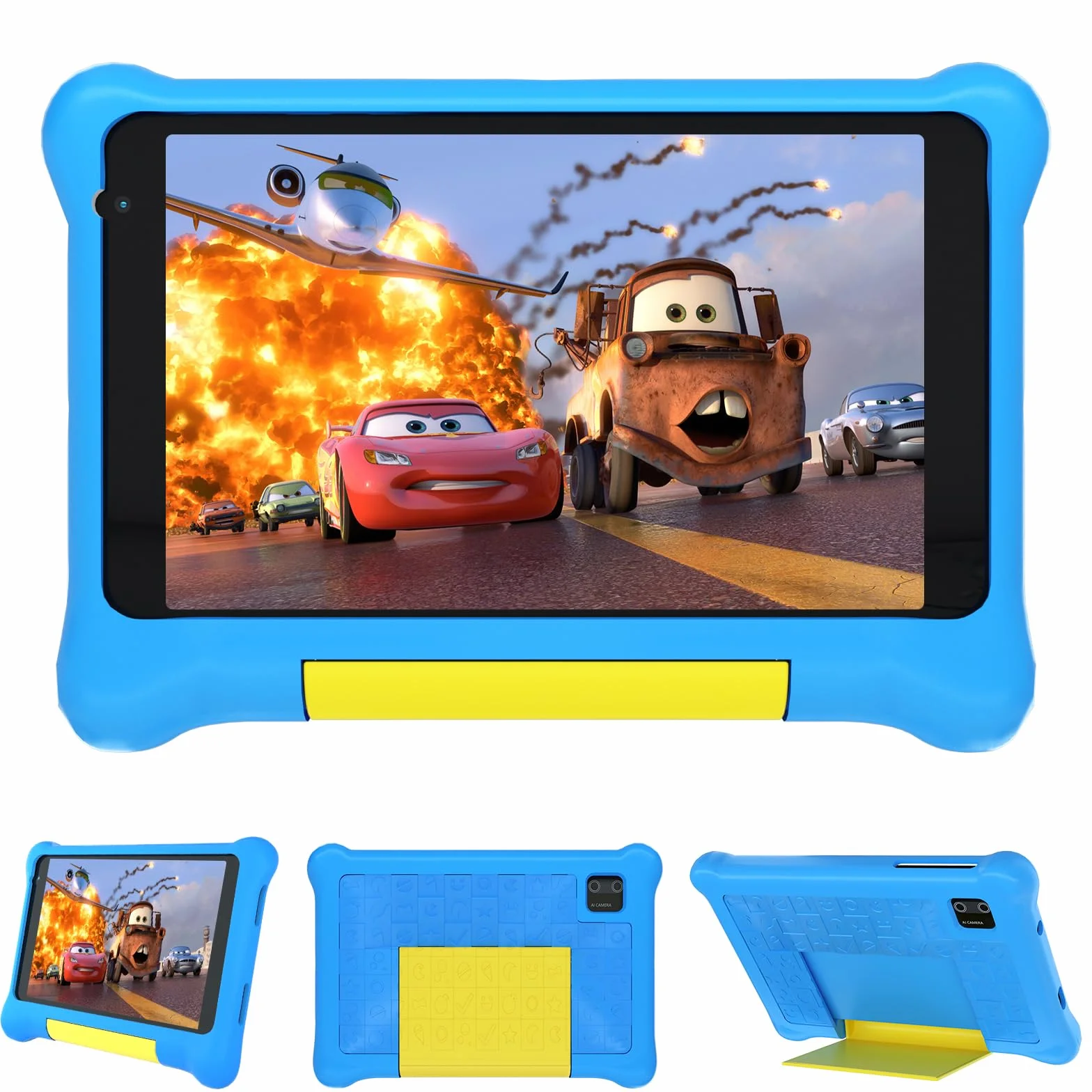 Gleeso Tablet Bambini 7 Pollici Android Tablet con Controllo Parentale, Kids Tablets 32GB+128GB TF, Kids Pre-Installato, Doppia Fotocamera,Tablet con Protettiva Antiurto Custodia(Blu)