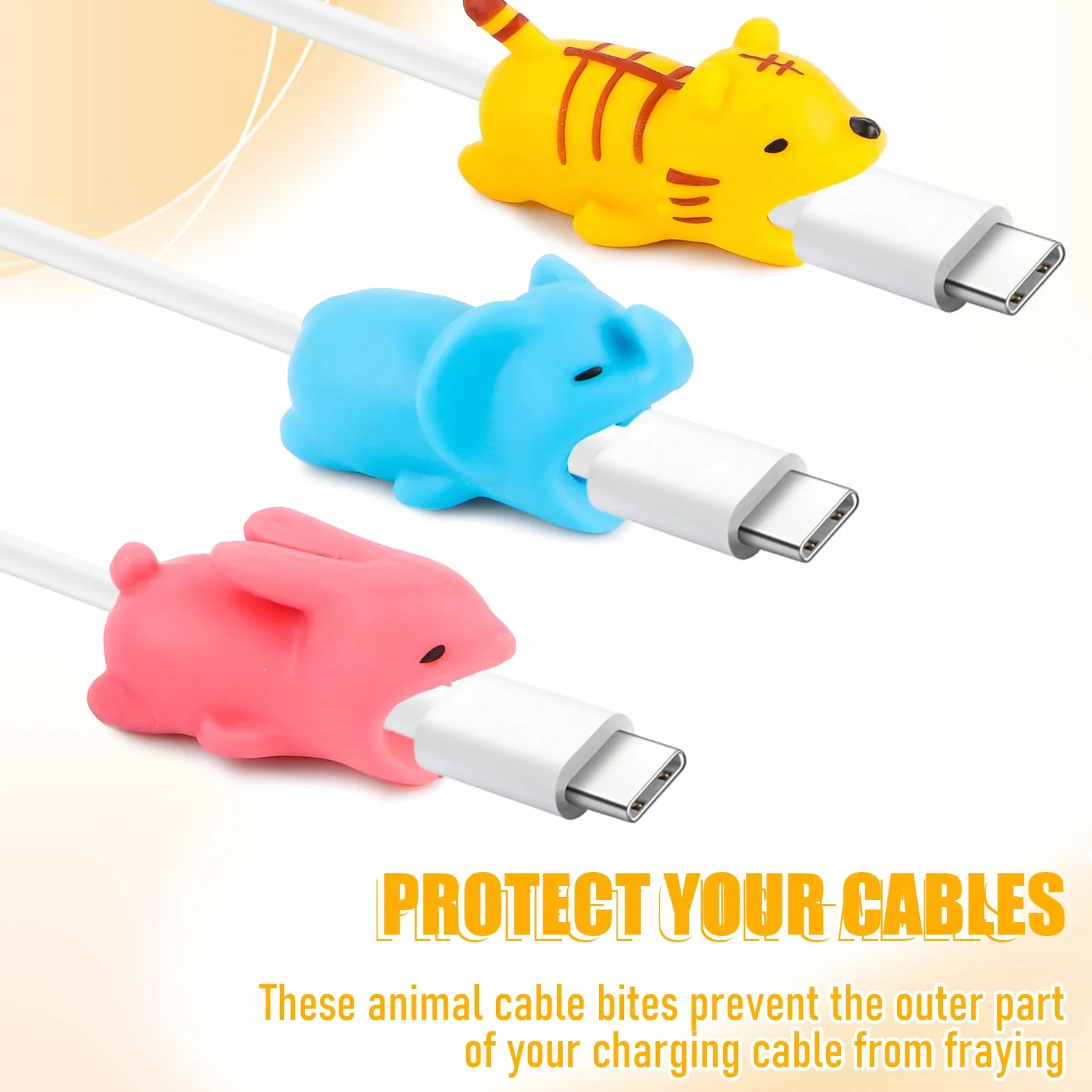Protezione per cavi animali – 20 pezzi di protezione in silicone, accessori per il design animale, cavo di ricarica per la maggior parte dei telefoni cellulari