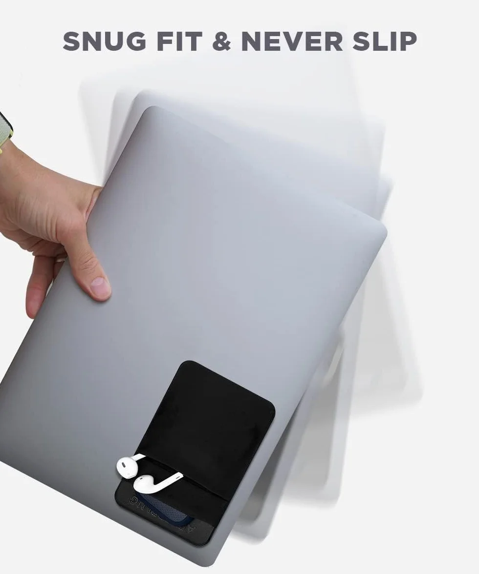 Custodia Adesiva 2 Tasche per Disco Fisso per Laptop, Porta Oggetti Adesivo Riutilizzabile per SSD Esterno Portatile, HDD, Mouse Sottile e Cavi (Piccola - Compatibile con SSD)
